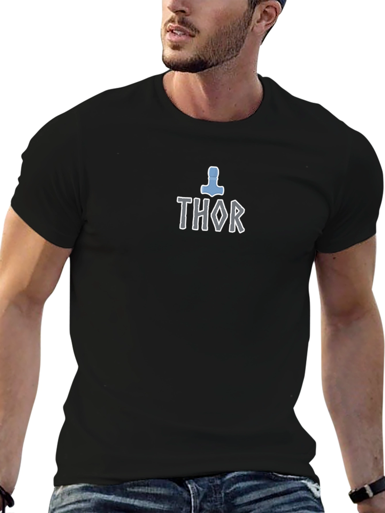 Thor Hammer T-Shirt - Black Cotton Blend