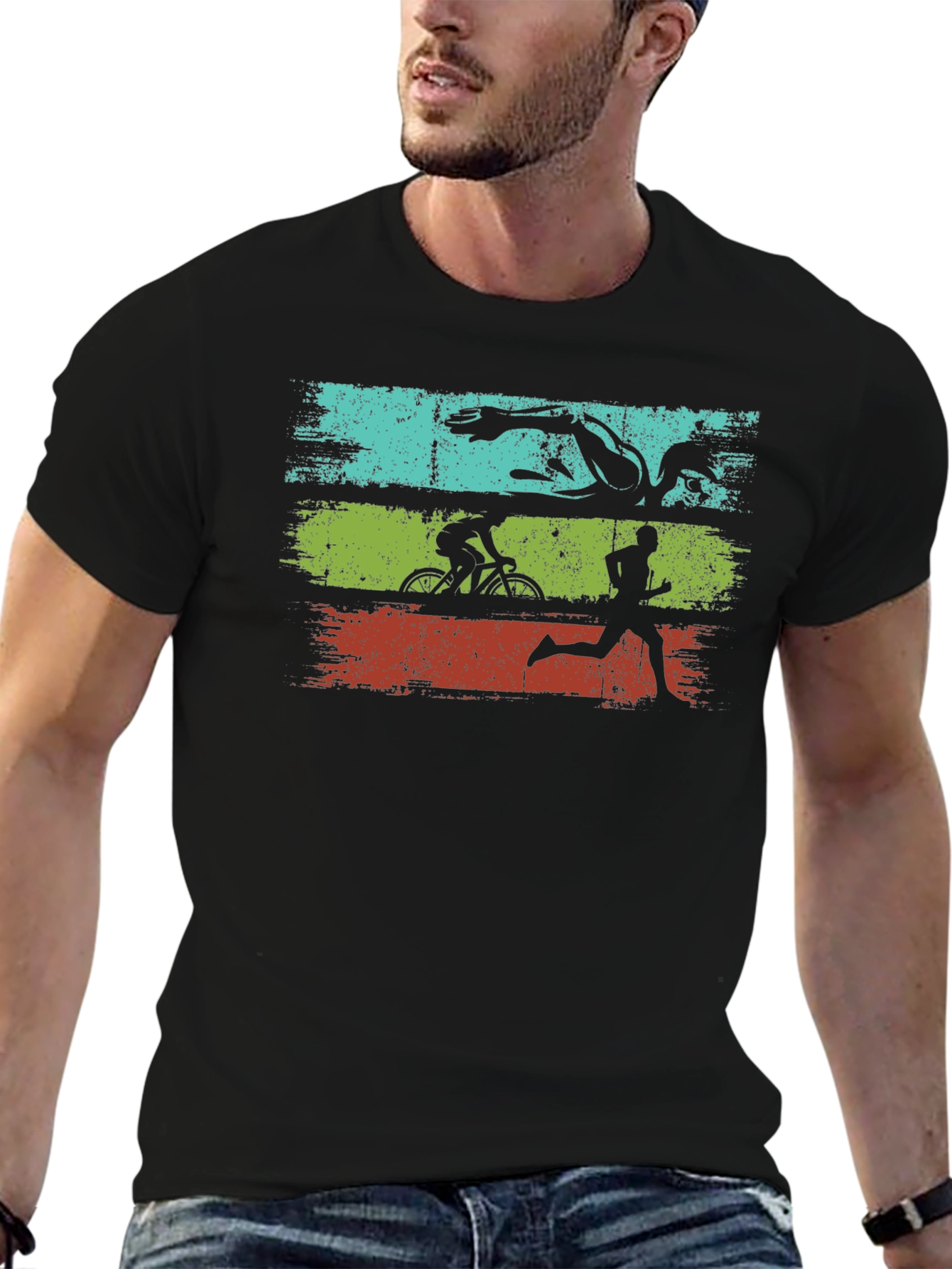 Triathlon Graphic Tee - Swim Bike Run Black T-Shirt