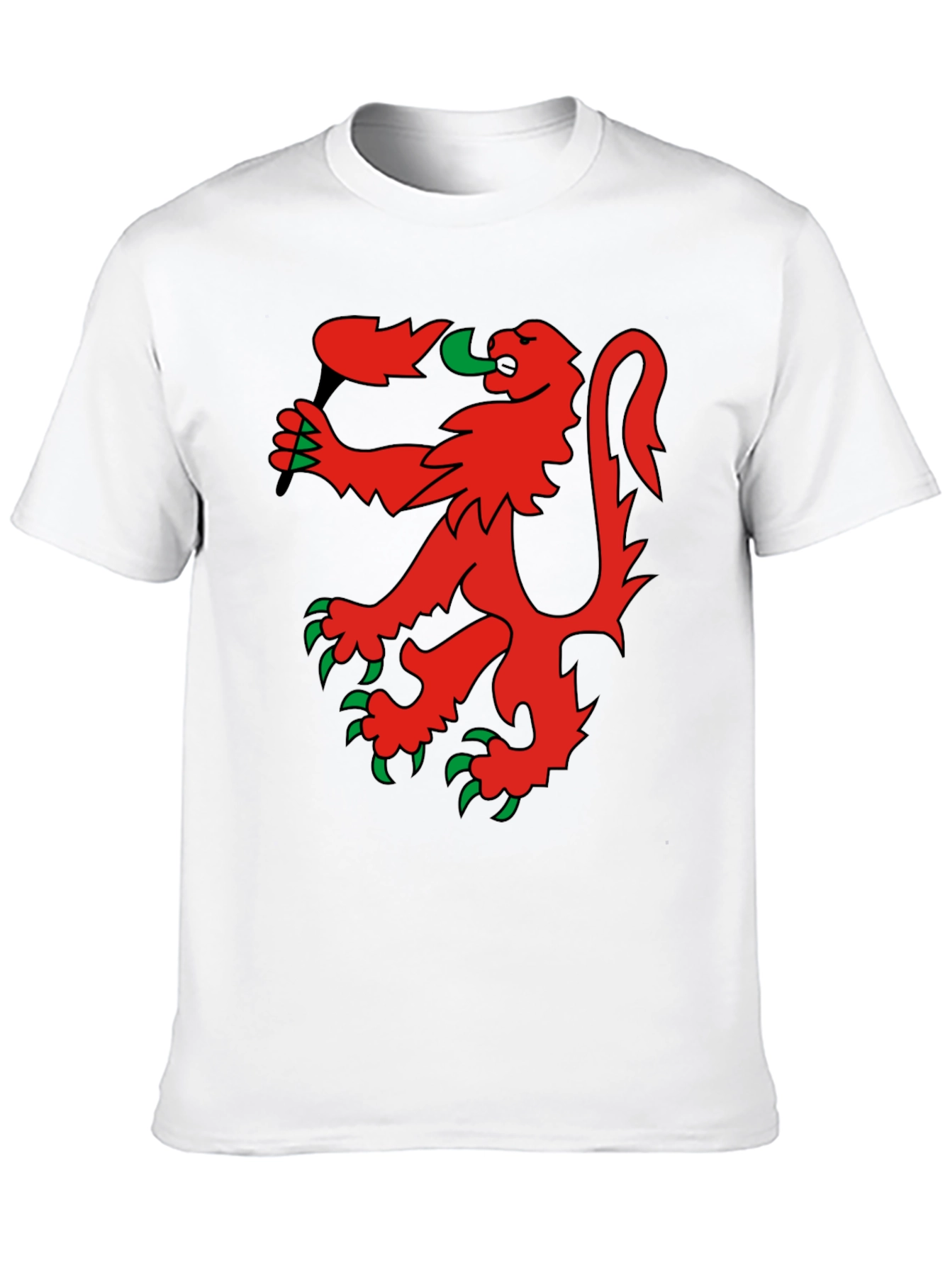 Red Rampant Lion Black T-Shirt