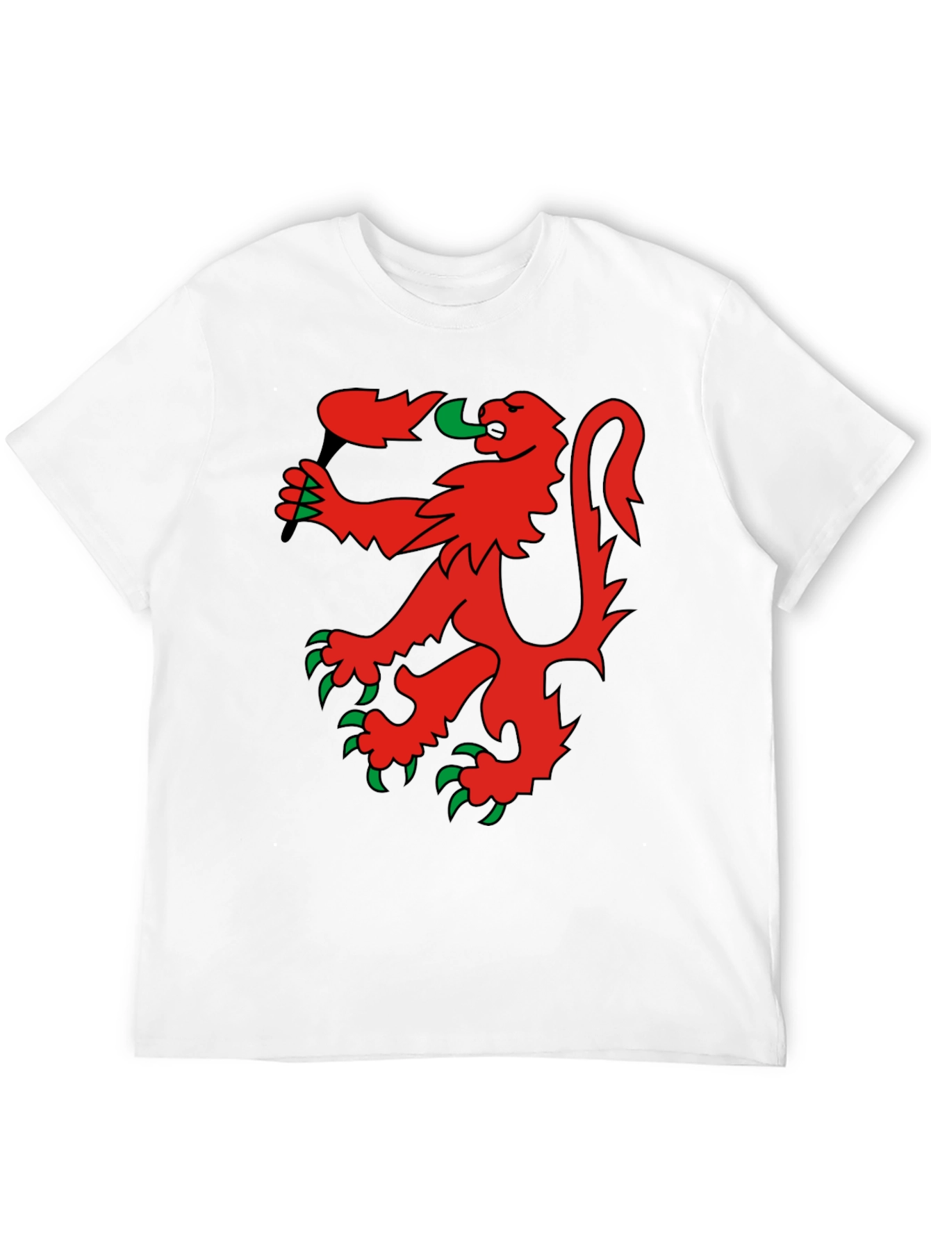Red Rampant Lion Black T-Shirt