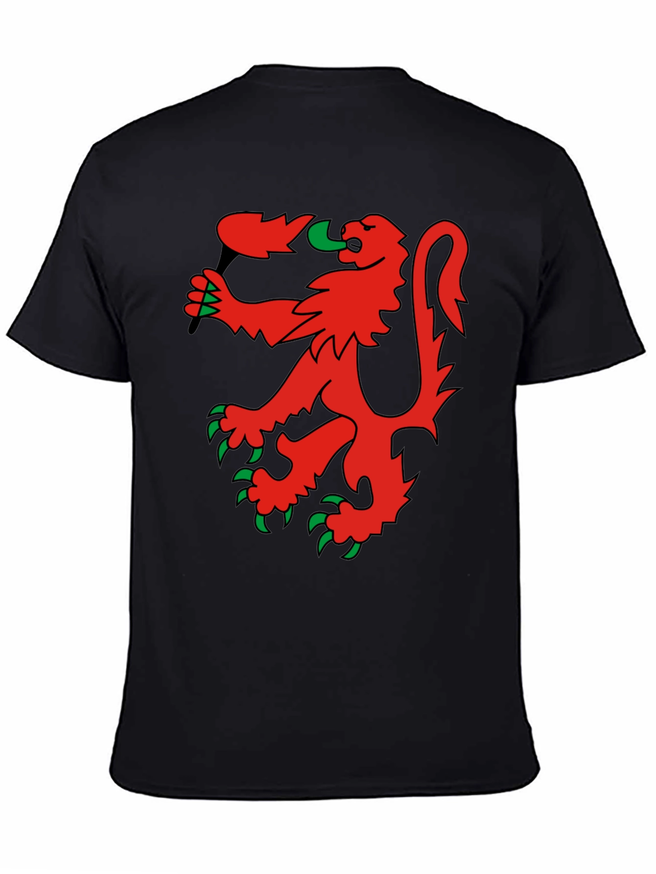 Red Rampant Lion Black T-Shirt