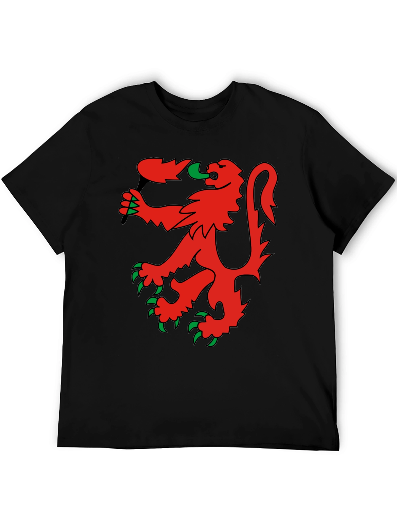 Red Rampant Lion Black T-Shirt