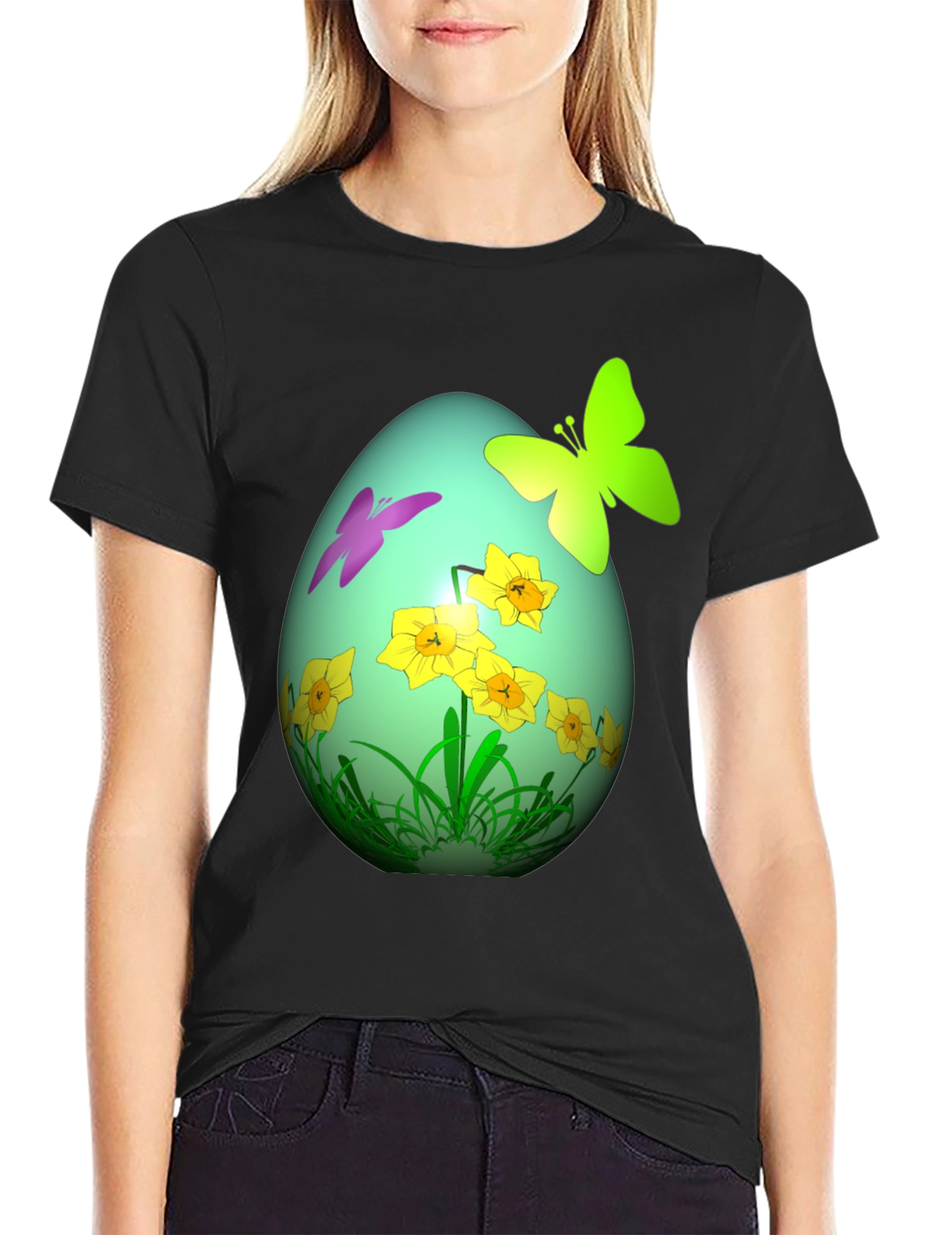Easter Egg Butterfly Daffodil Graphic Tee
