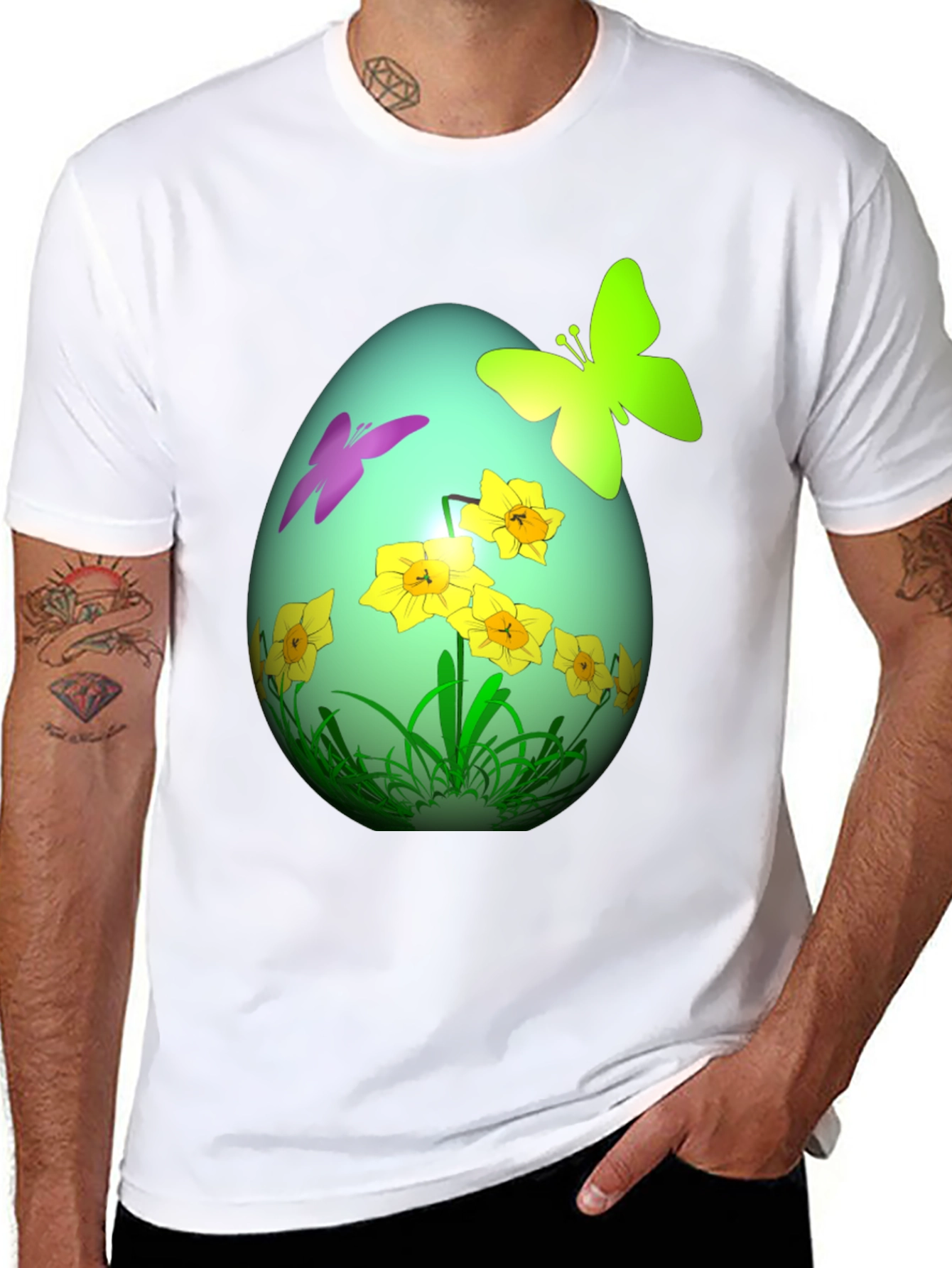 Easter Egg Butterfly Daffodil Graphic Tee