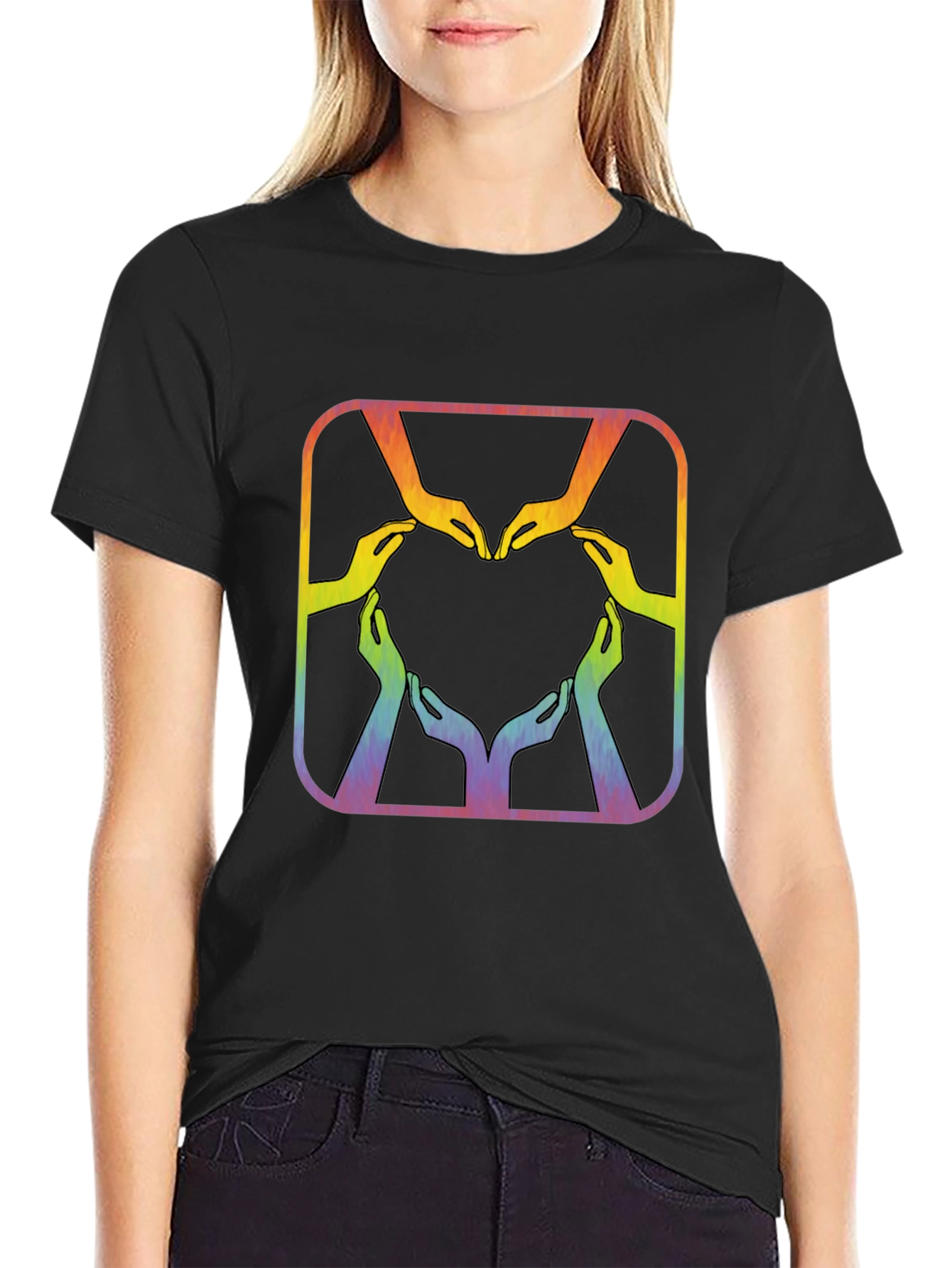 Rainbow Hands Heart Graphic Tee