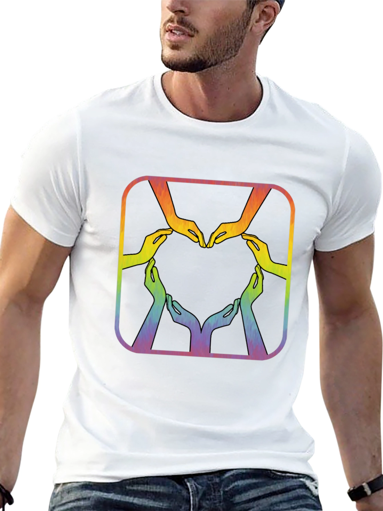 Rainbow Hands Heart Graphic Tee