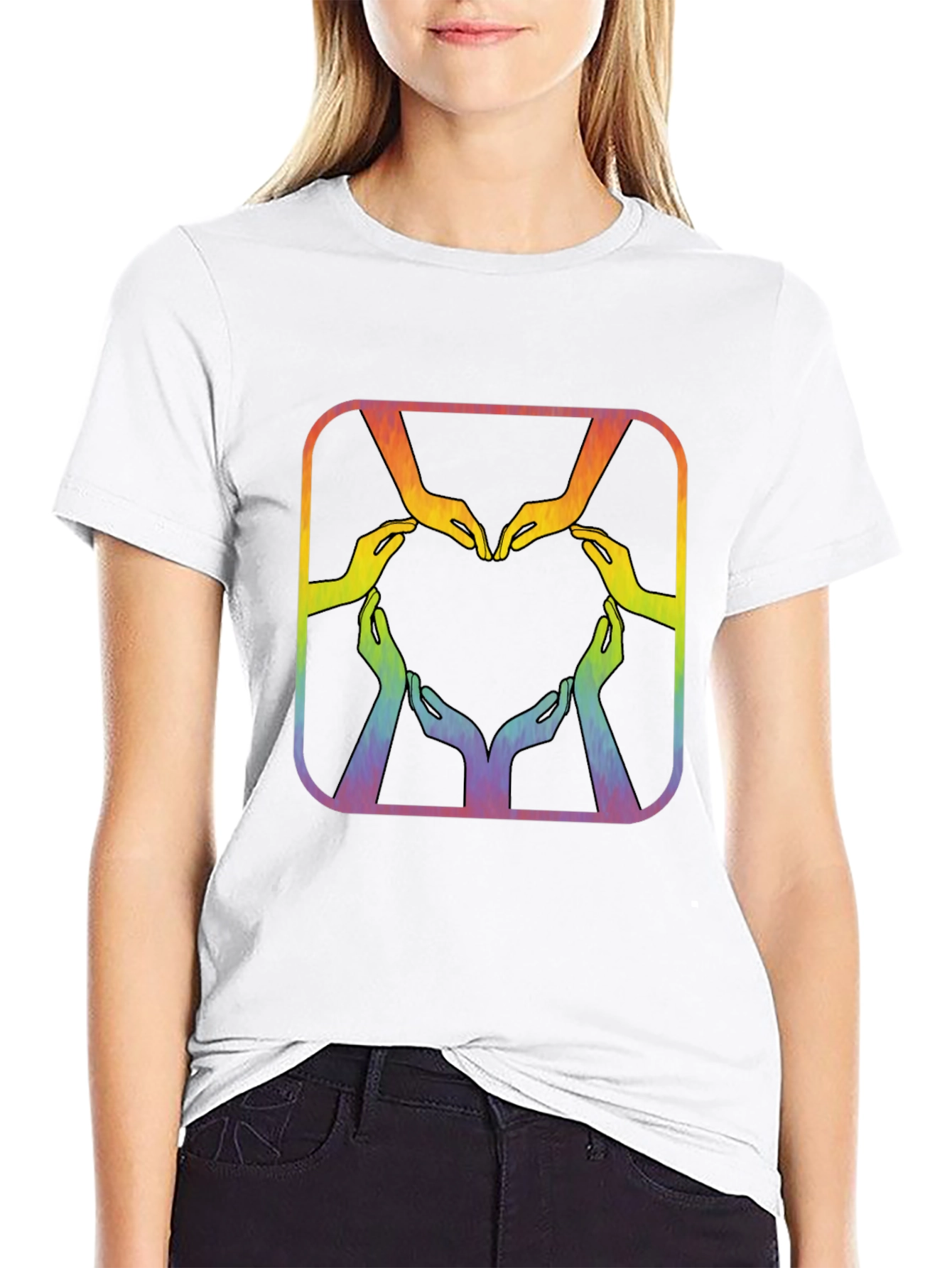 Rainbow Hands Heart Graphic Tee