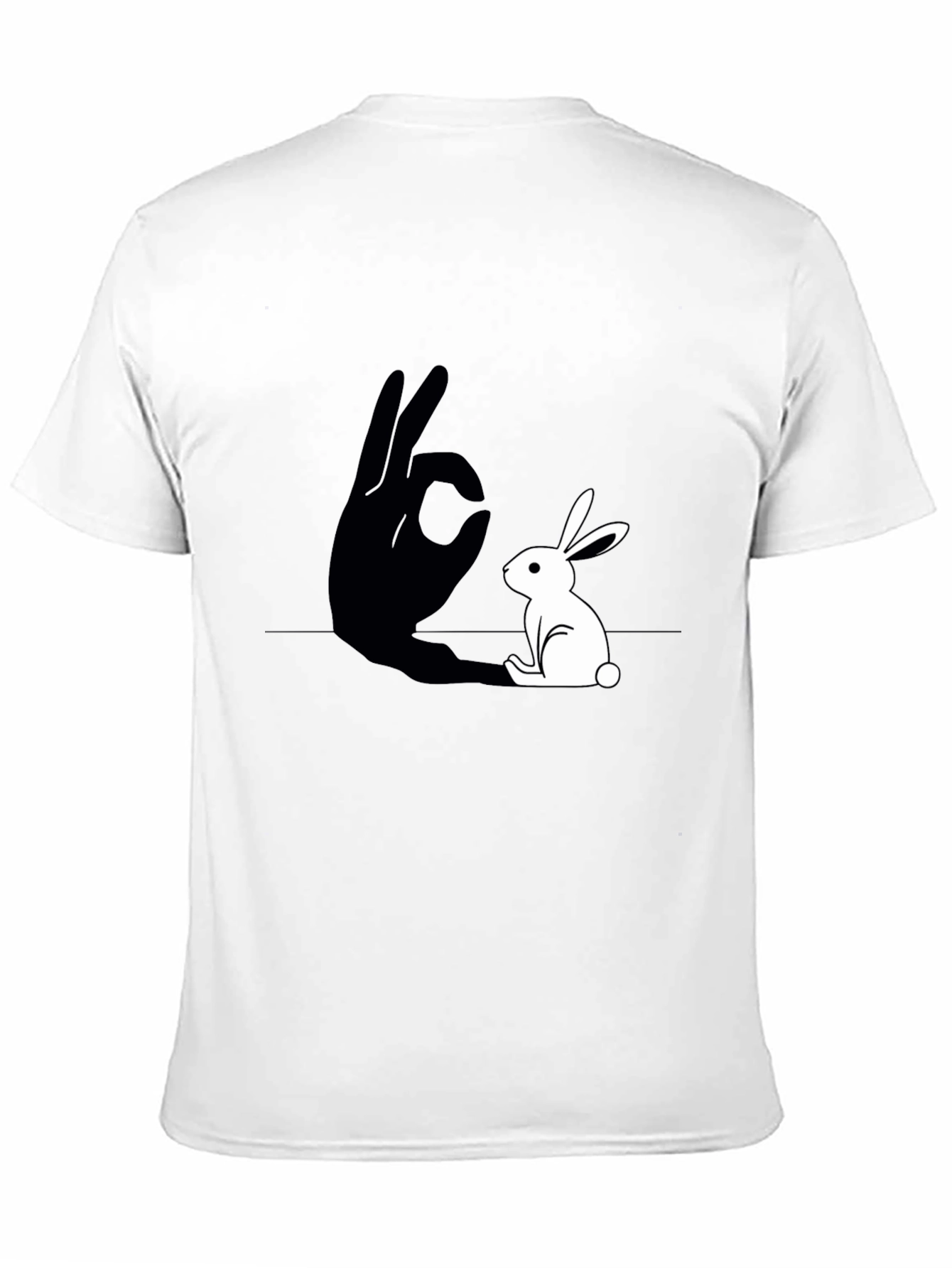 Rabbit Shadow Hand Gesture Graphic Tee - Black