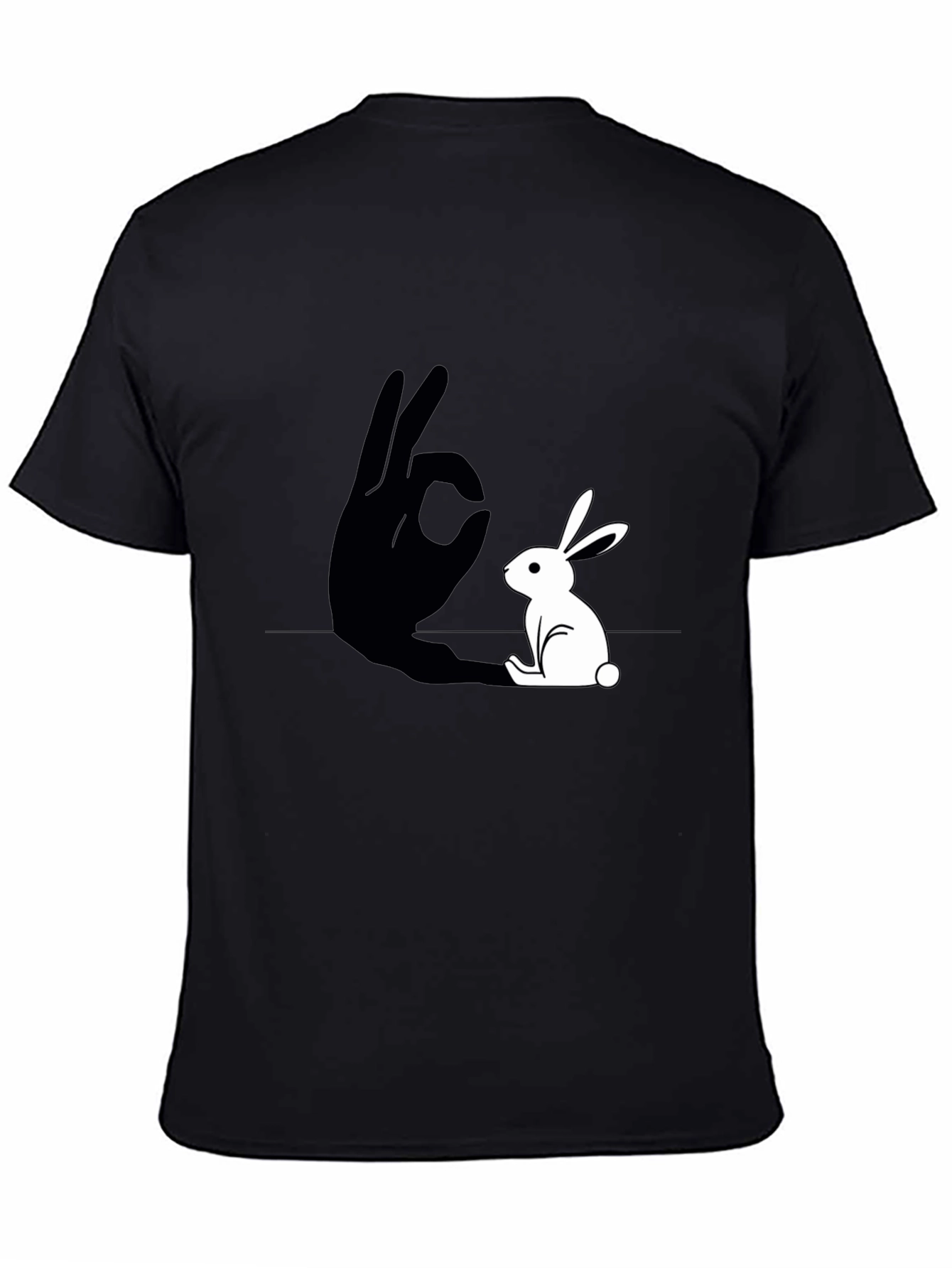 Rabbit Shadow Hand Gesture Graphic Tee - Black