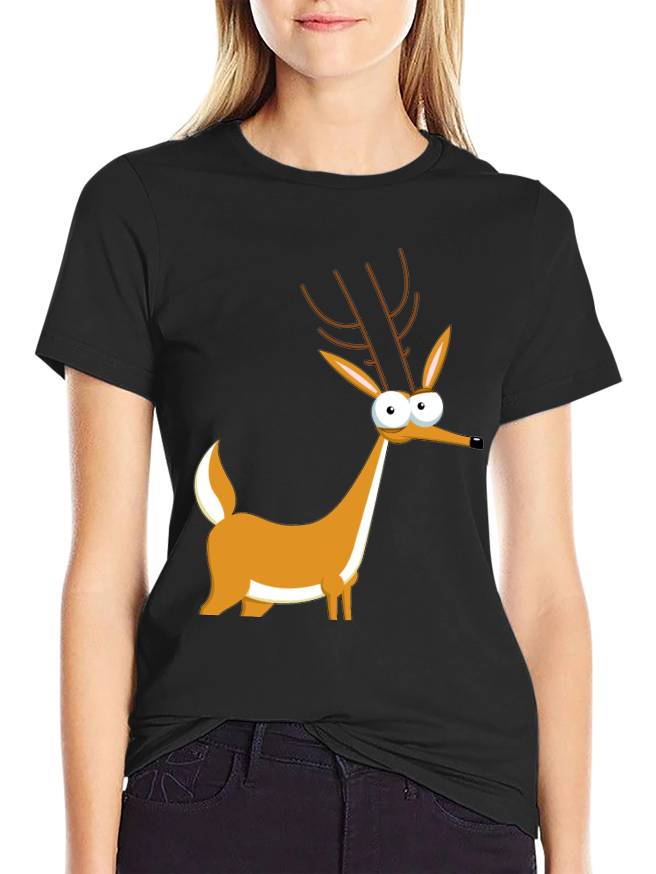 Cartoon Deer Graphic Tee - Unique Style