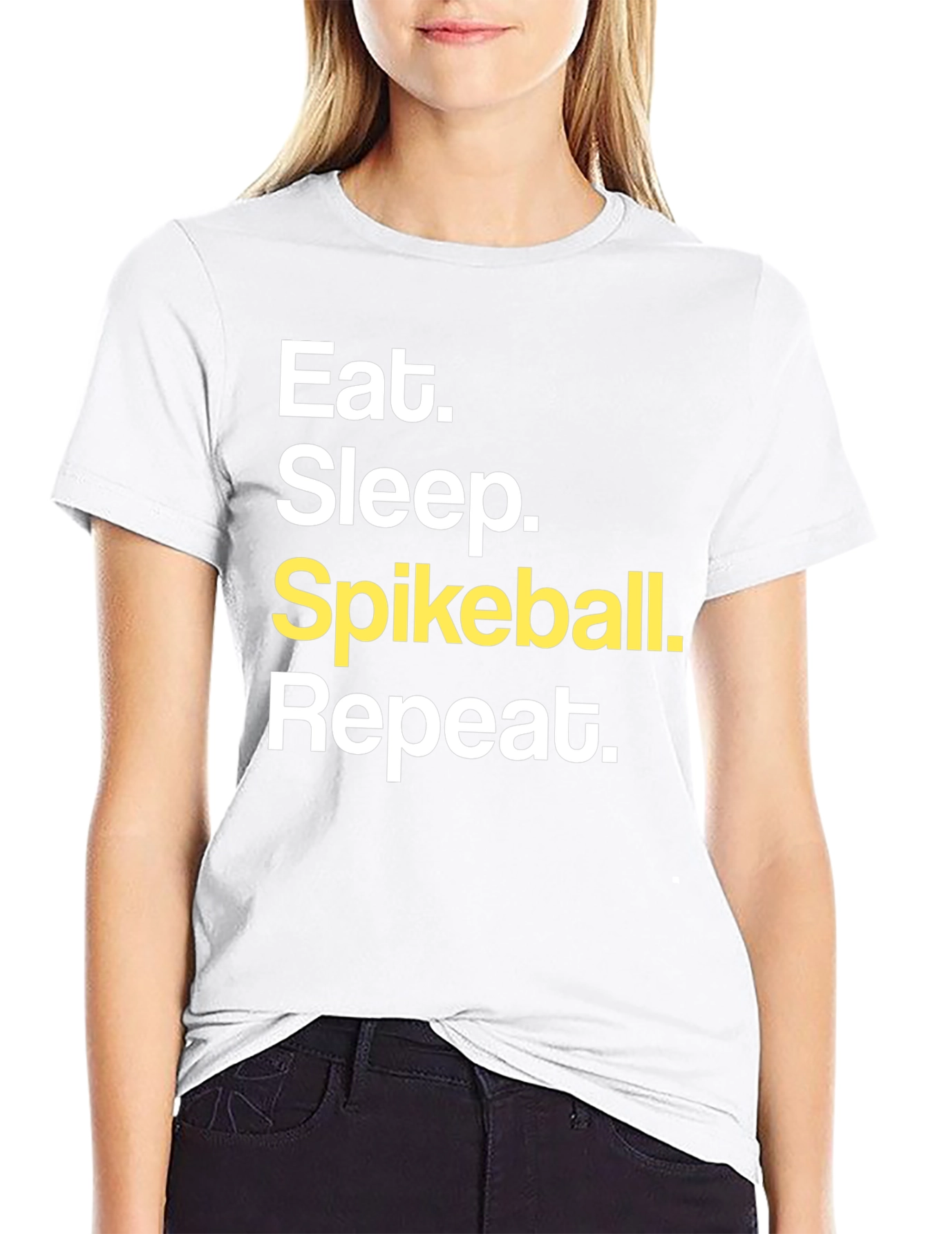 Eat Sleep Spikeball Repeat Black Graphic T-Shirt