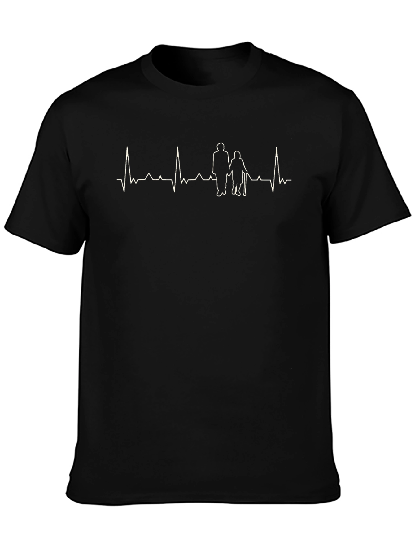 Heartbeat Couple T-Shirt - Black