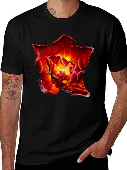 Red Flower Graphic Tee - Bold Floral Design