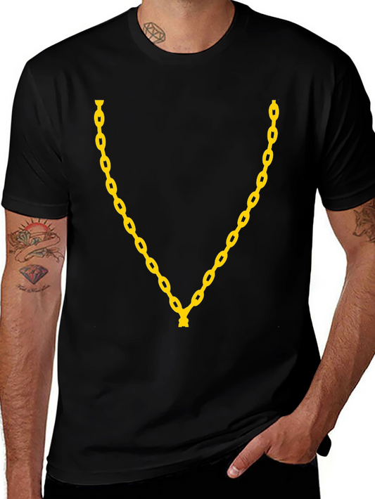 Gold Chain Graphic Black T-Shirt