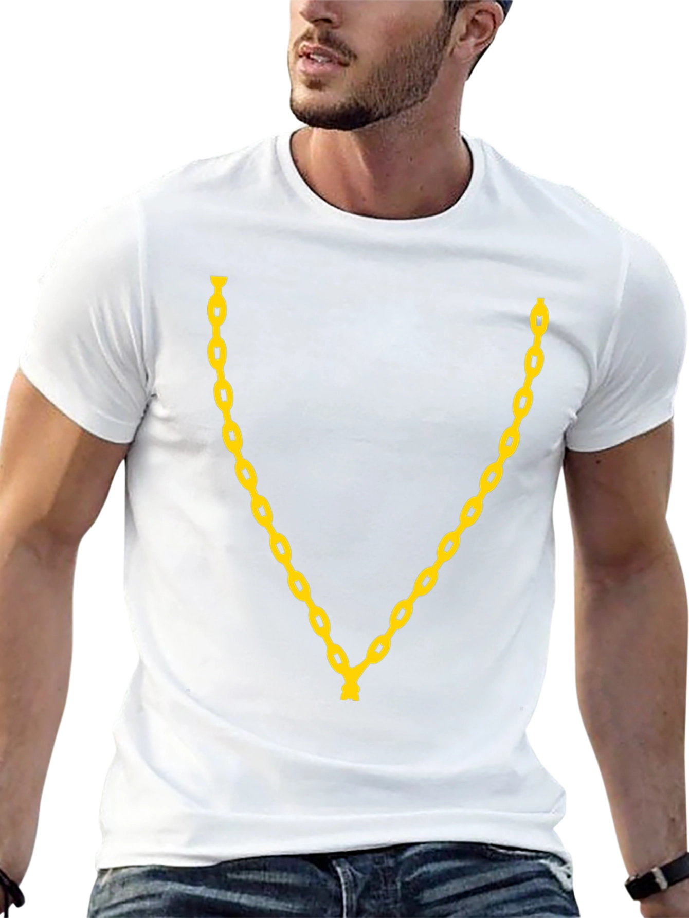 Gold Chain Graphic Black T-Shirt
