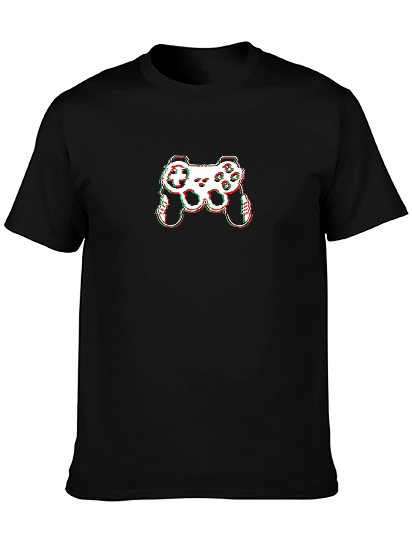 Gamer Glitch Graphic Tee - Black Cotton T-Shirt