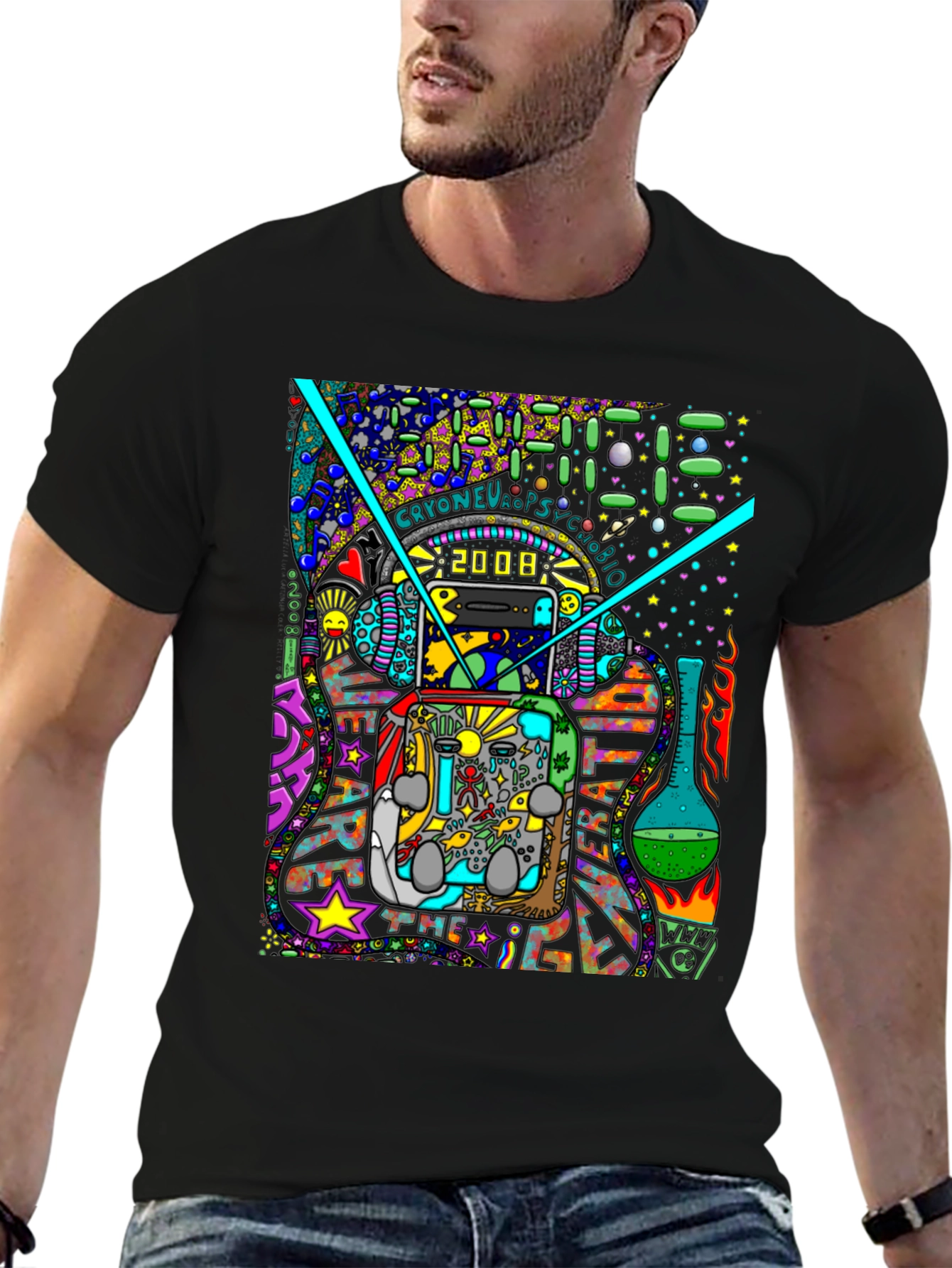 Unique Graphic T-Shirt - Psychedelic 2008 Design