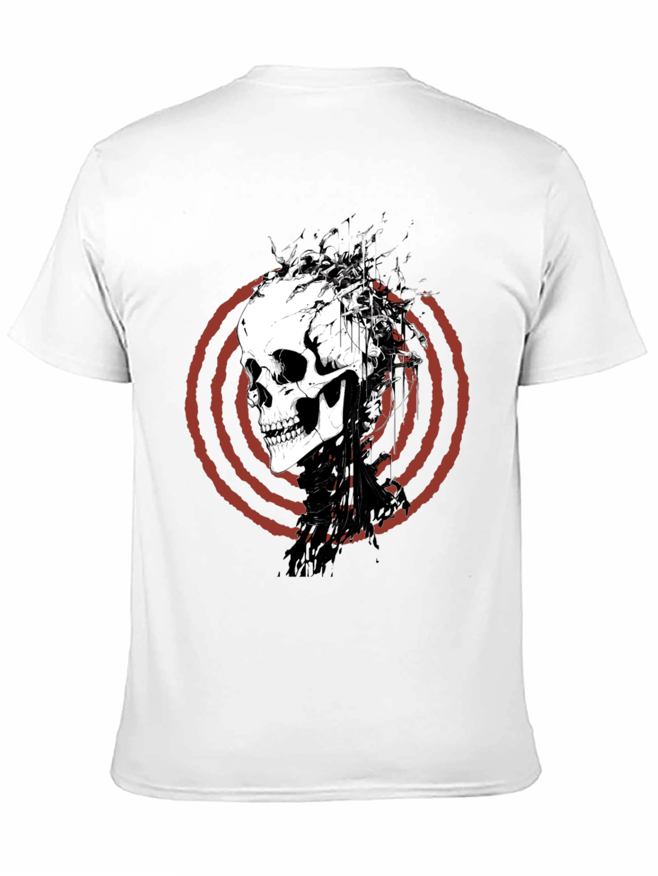 Skull Graphic Tee - Red Spiral Design