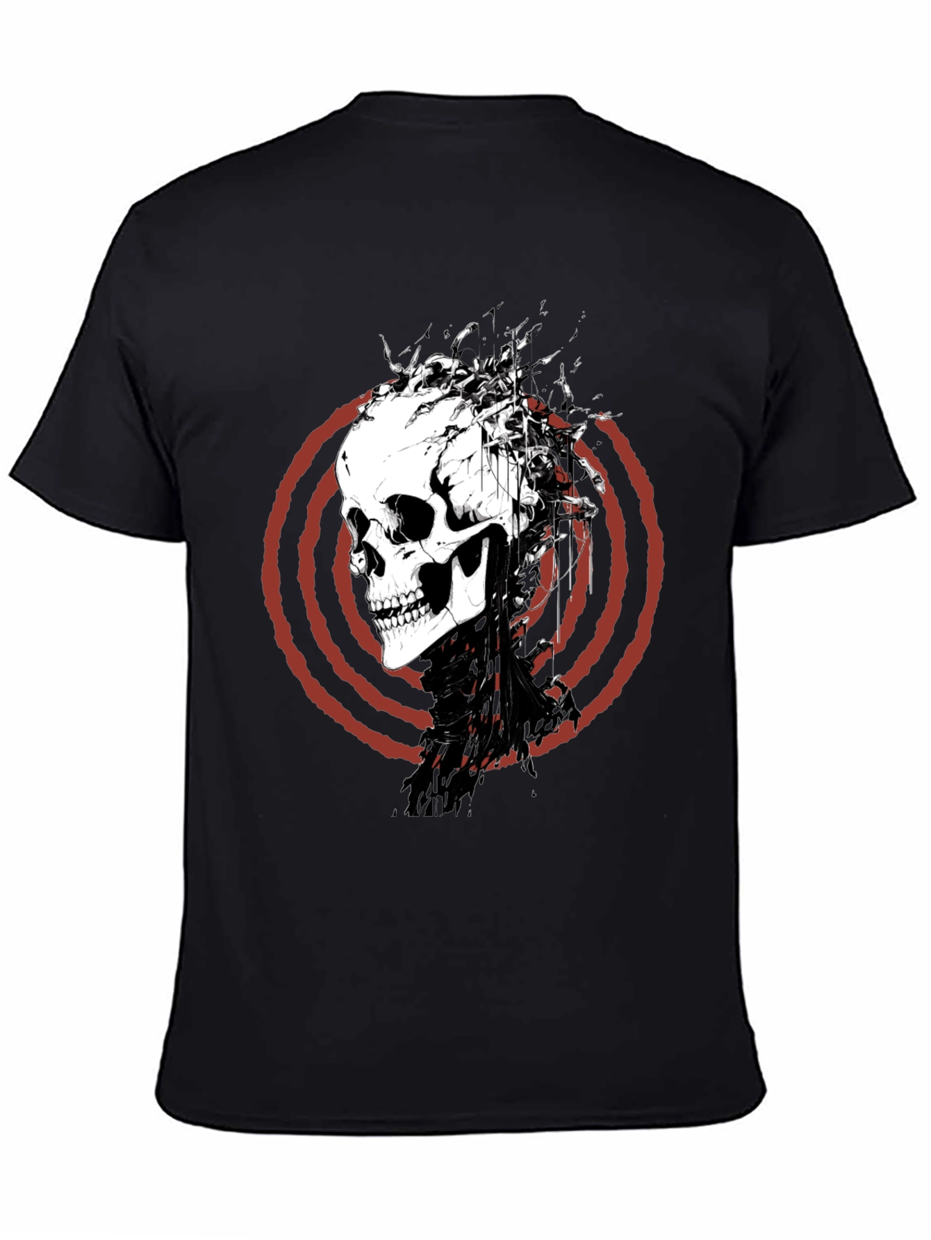Skull Graphic Tee - Red Spiral Design