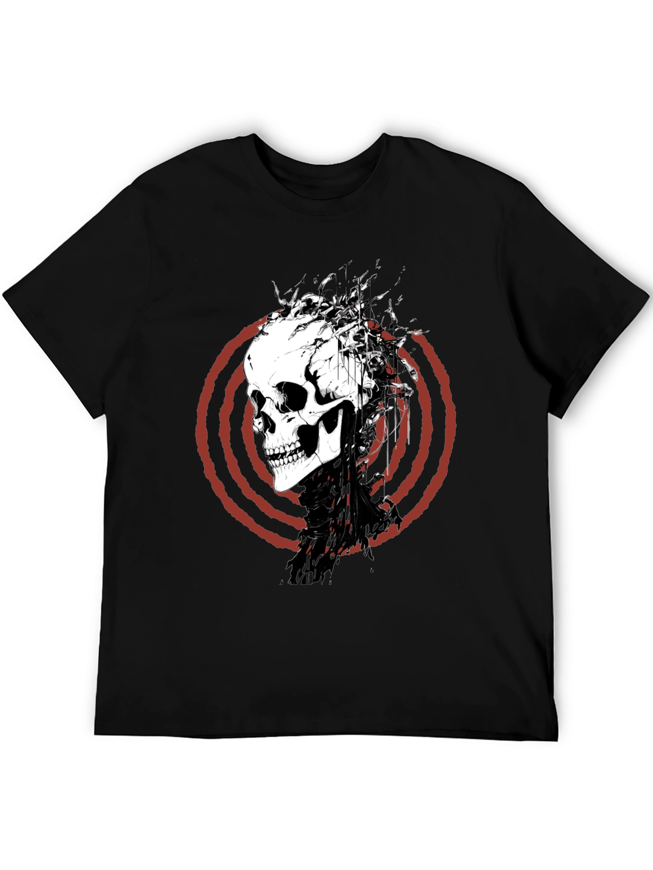 Skull Graphic Tee - Red Spiral Design