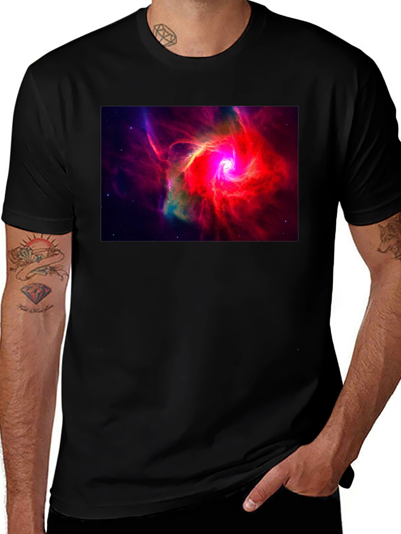 Nebula Graphic Black T-Shirt - Space Art Tee