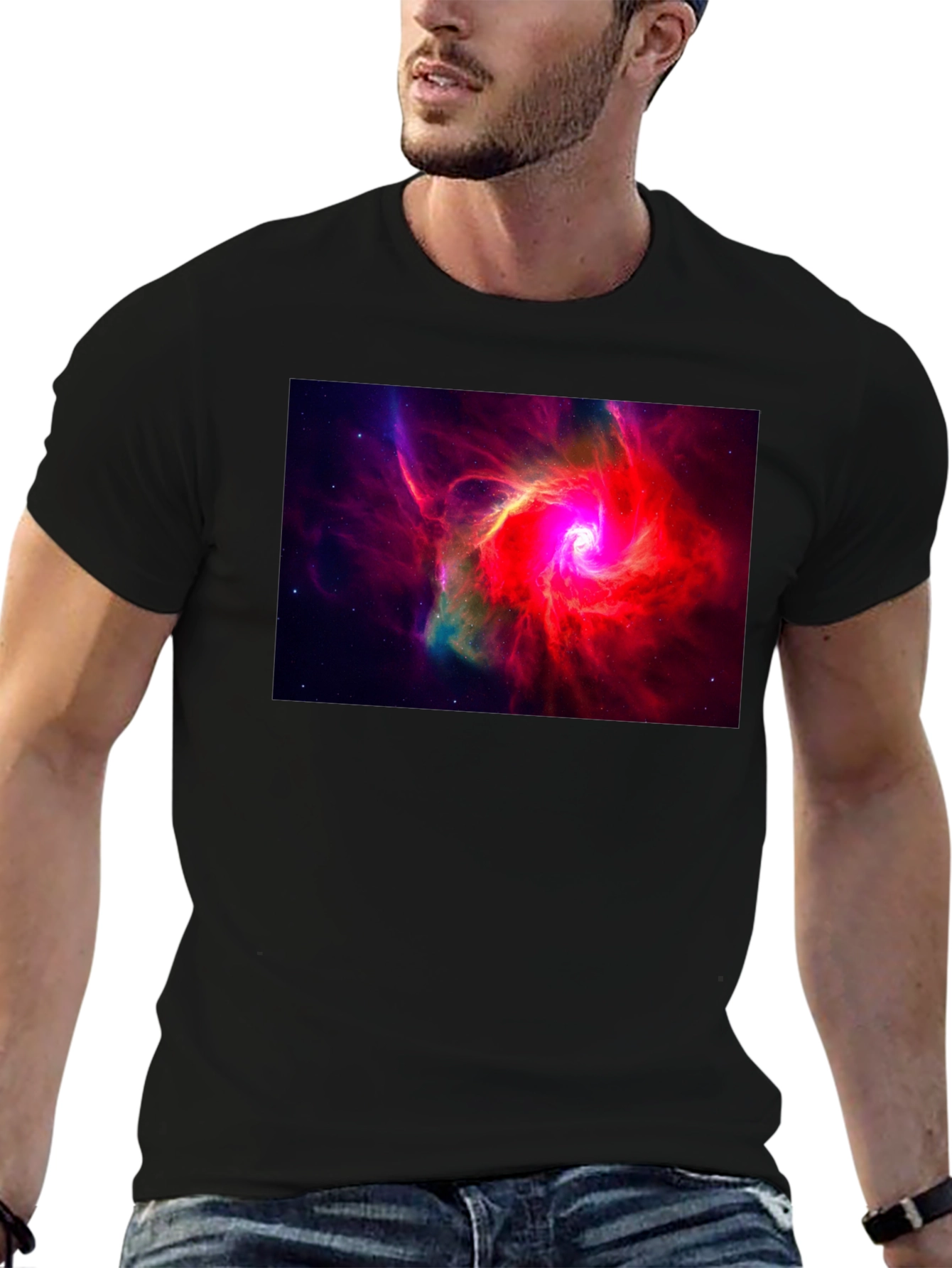 Nebula Graphic Black T-Shirt - Space Art Tee
