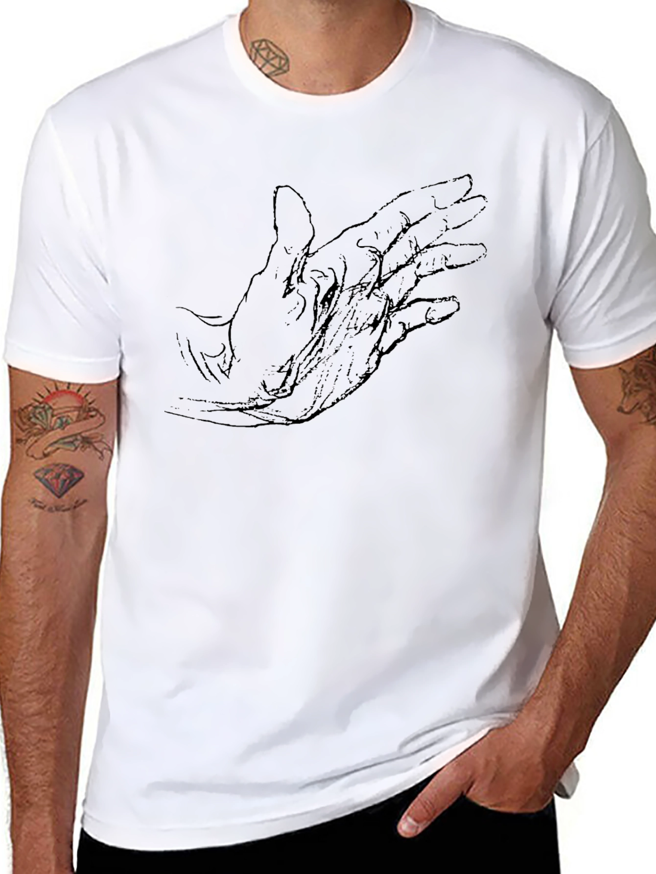 Artistic Hand Graphic Black Tee