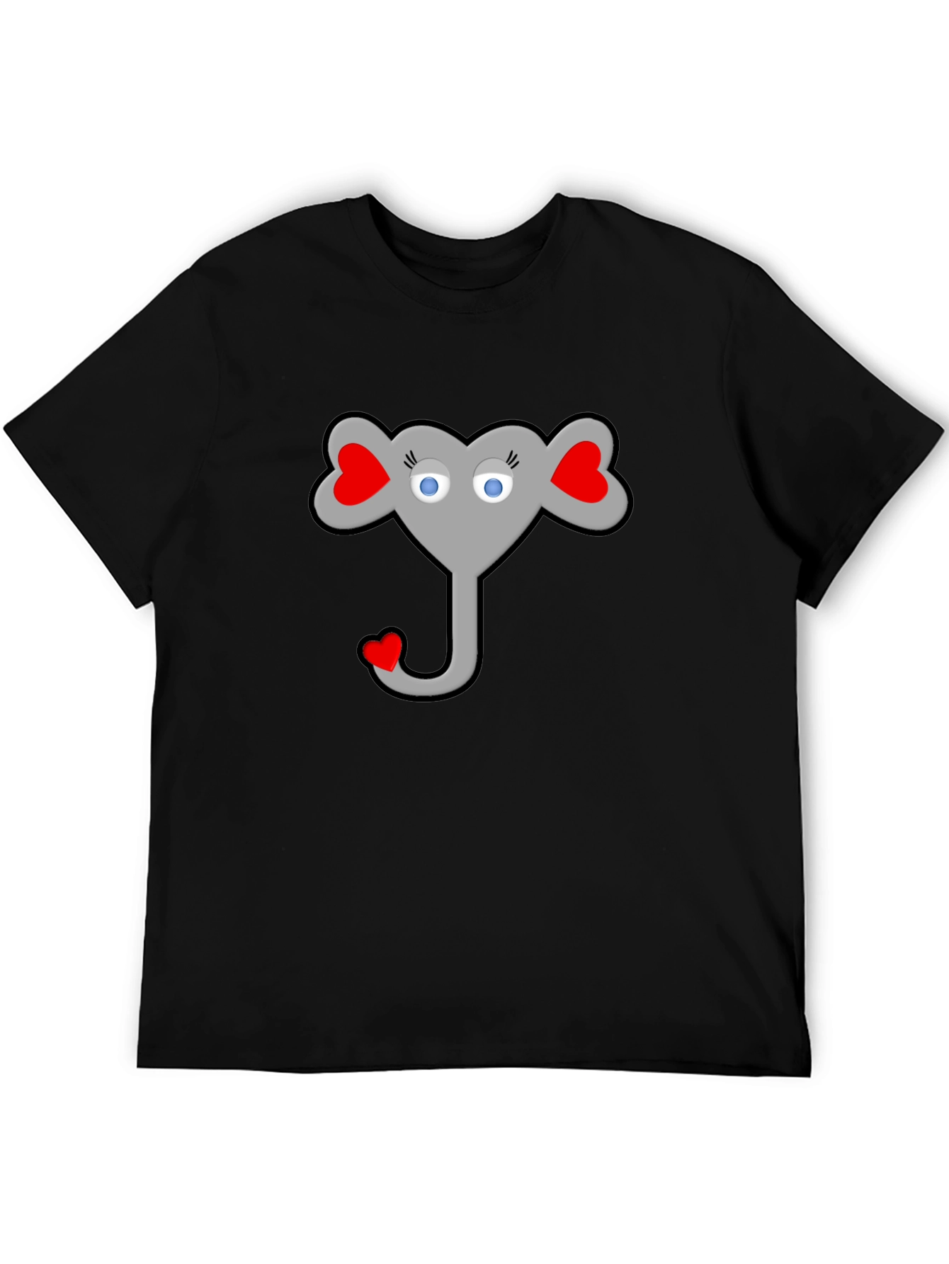 Heart Elephant Graphic Black T-Shirt