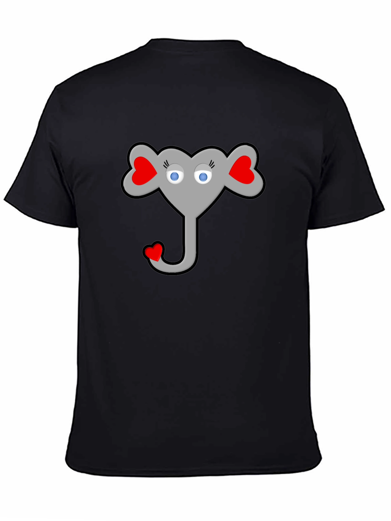 Heart Elephant Graphic Black T-Shirt