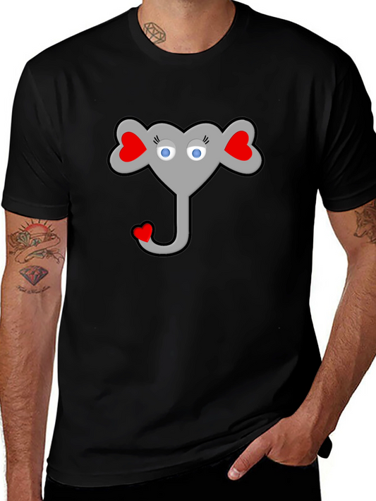 Heart Elephant Graphic Black T-Shirt