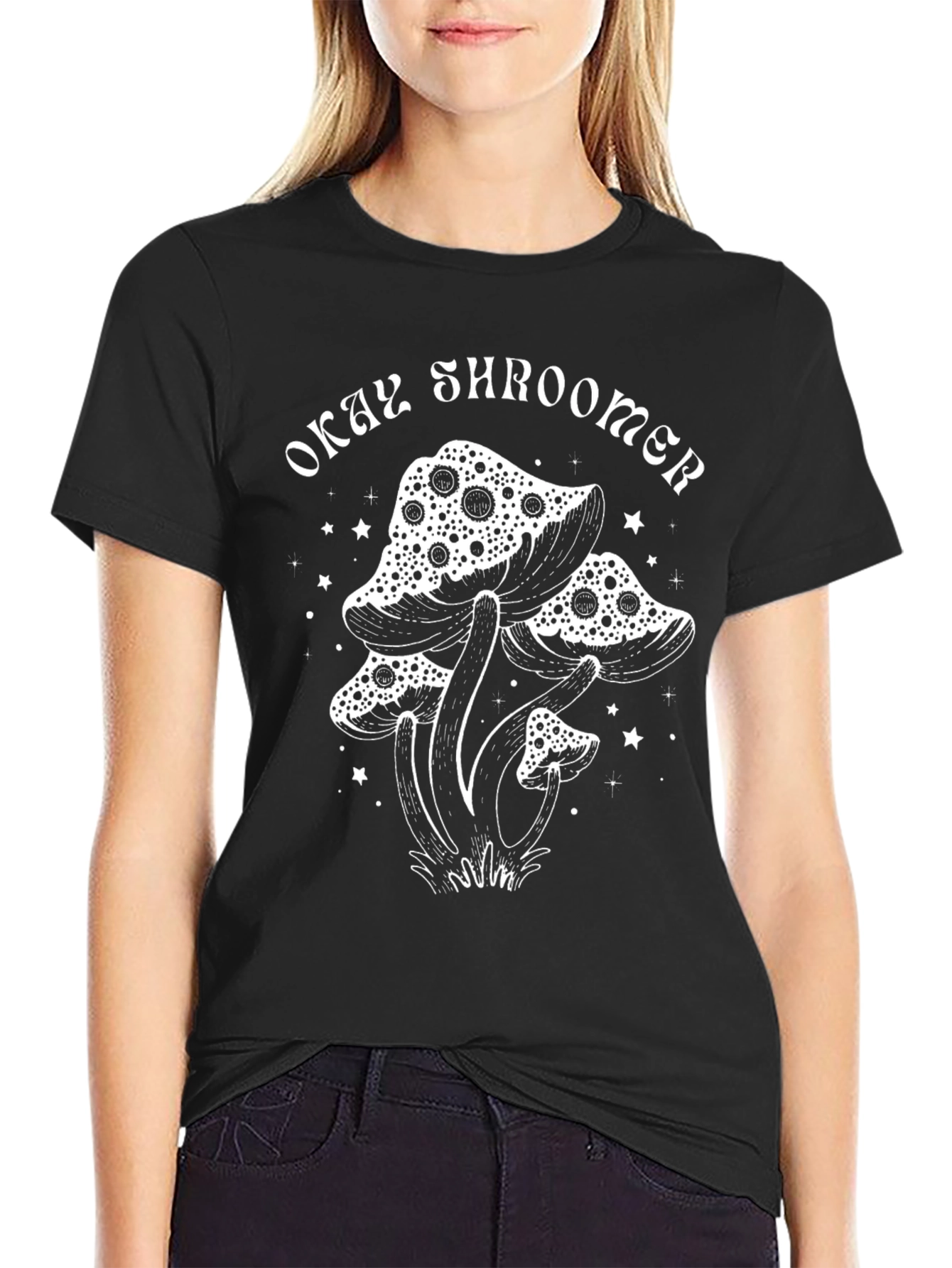 Okay Shroomer Graphic Tee - Black Cotton T-Shirt