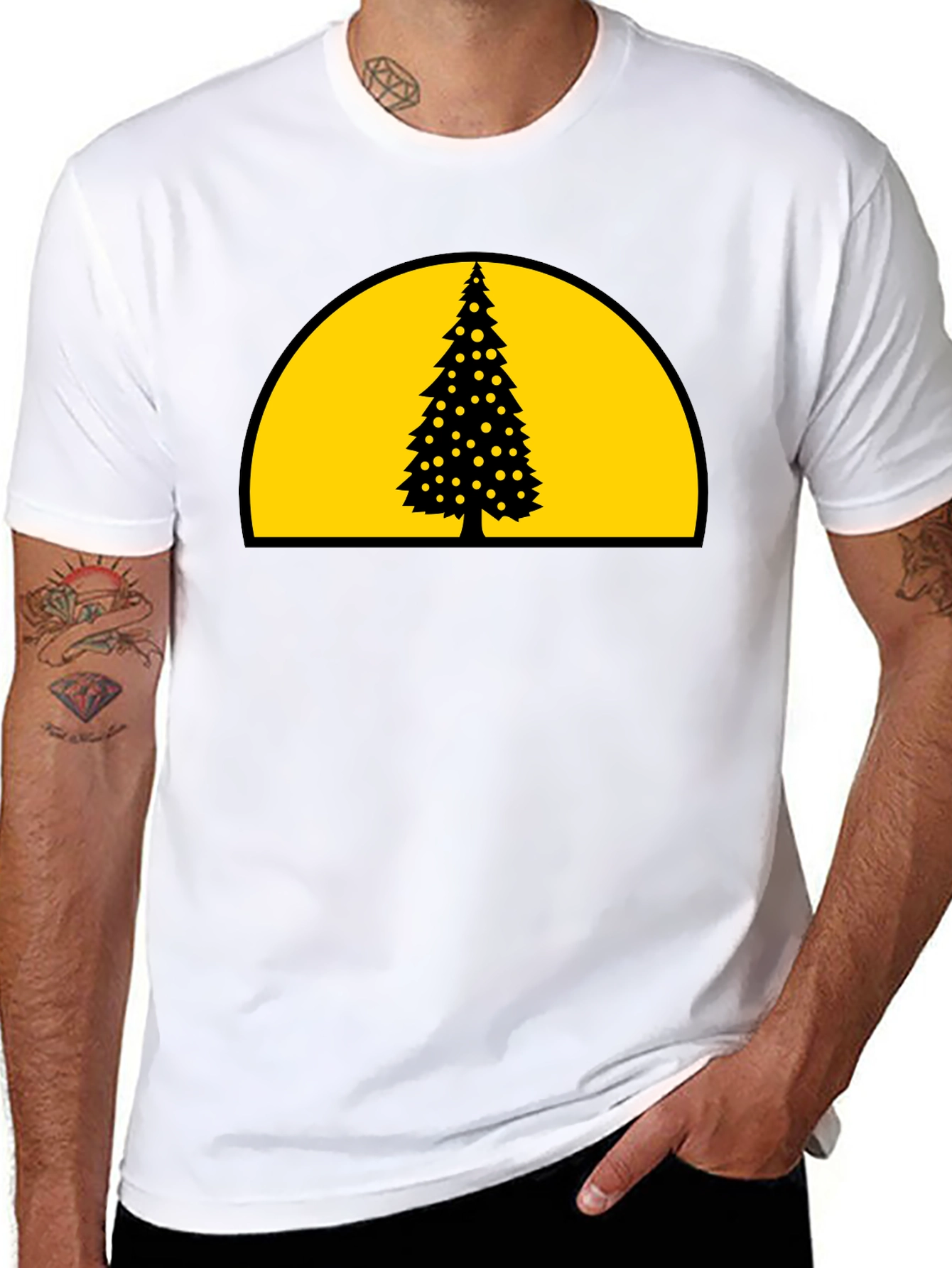 Christmas Tree Graphic T-Shirt - Black