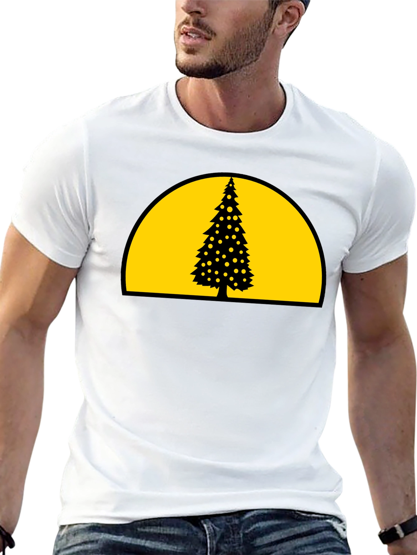 Christmas Tree Graphic T-Shirt - Black