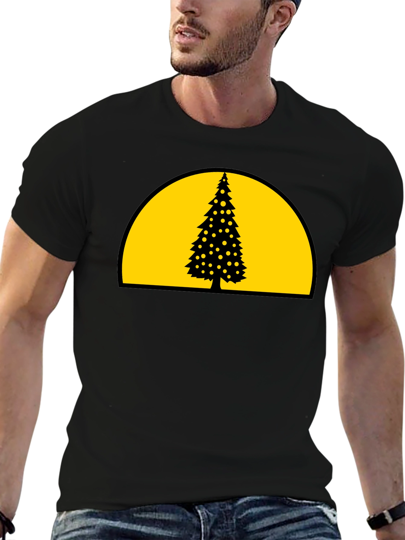 Christmas Tree Graphic T-Shirt - Black