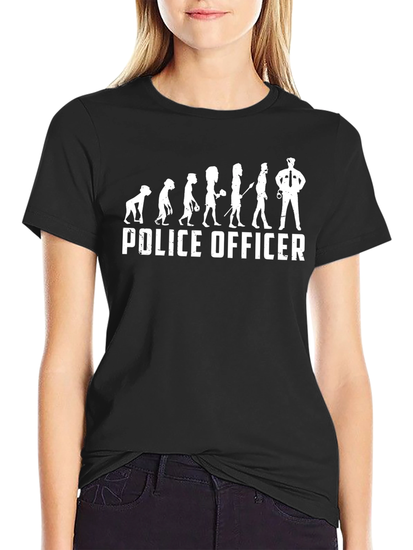 Police Officer Evolution Black Graphic Tee