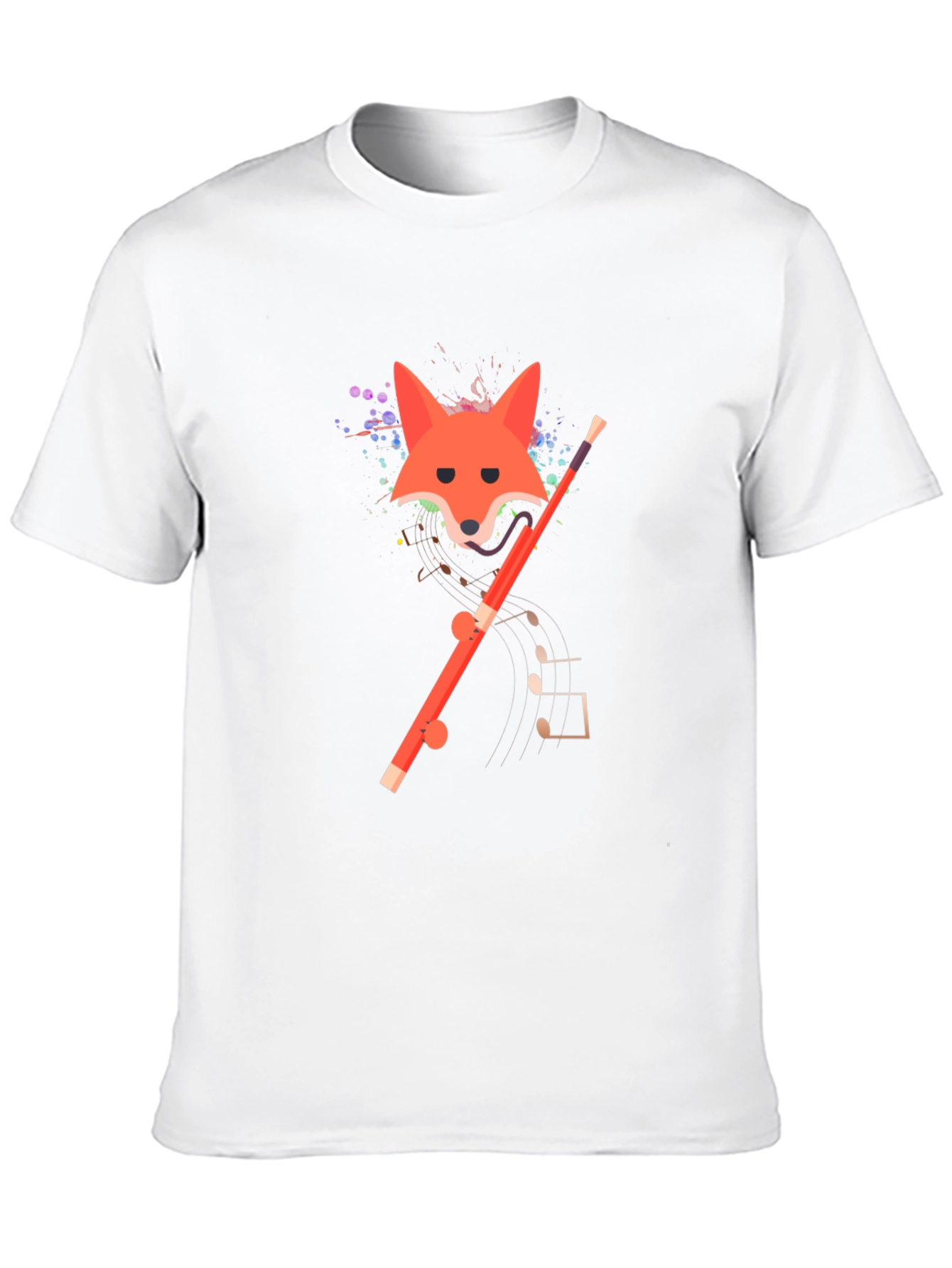 Fox and Flute Graphic Tee - Unique Design