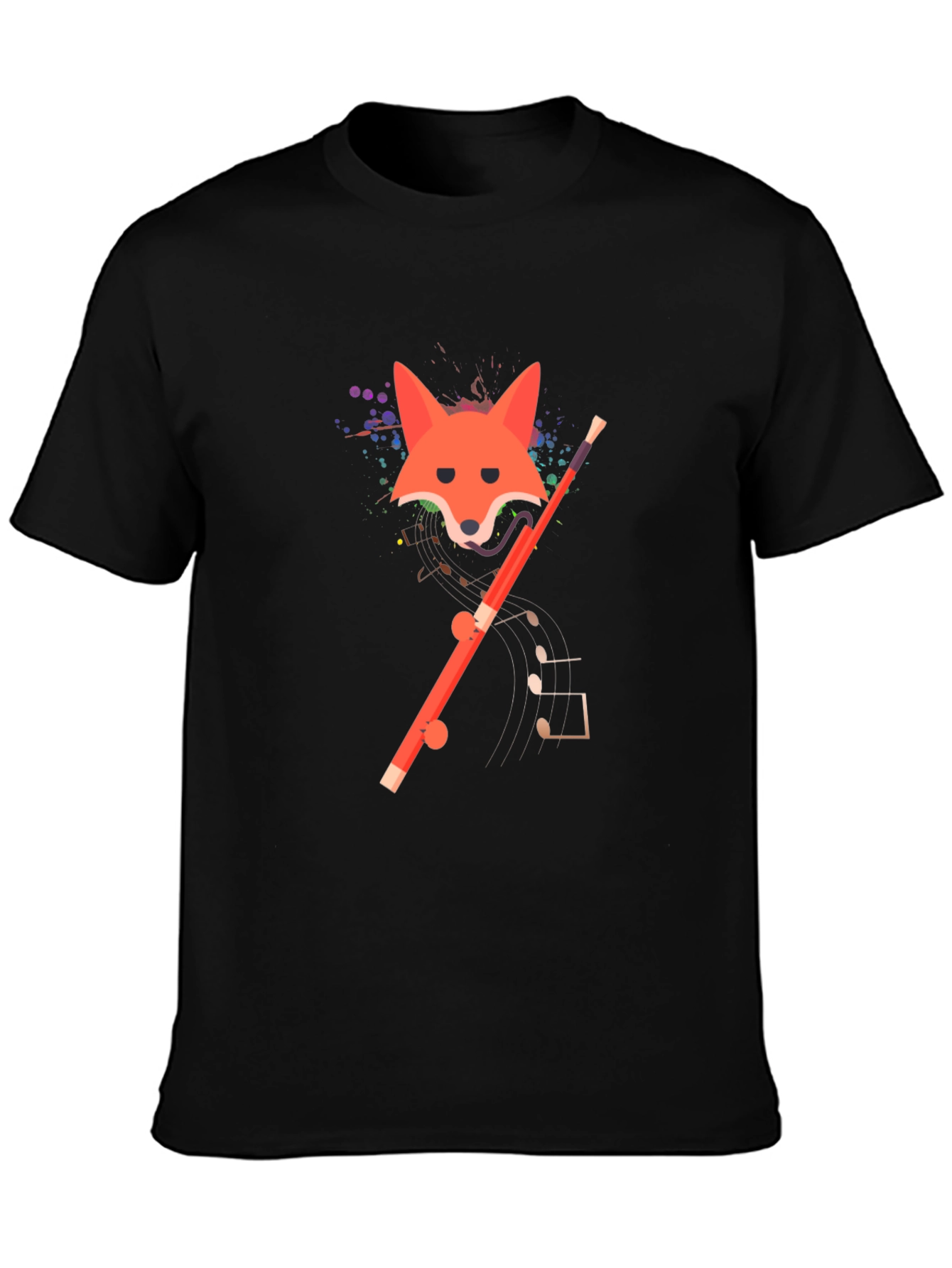 Fox and Flute Graphic Tee - Unique Design