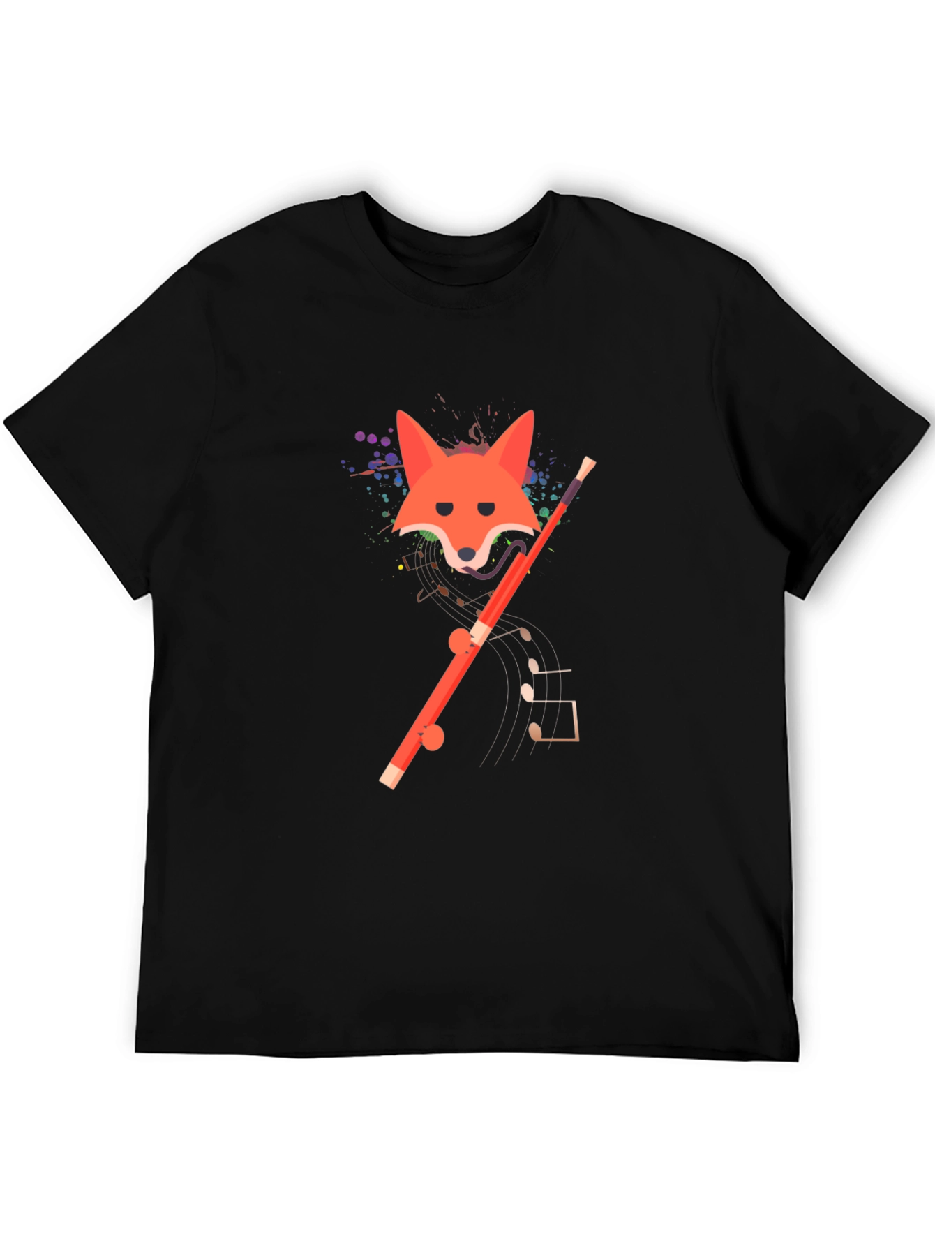Fox and Flute Graphic Tee - Unique Design