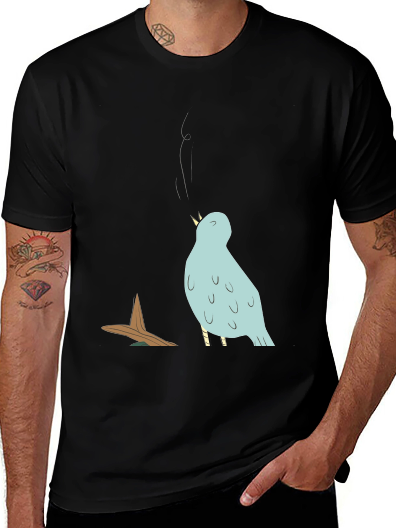Bird Graphic T-Shirt - Casual Cotton Tee