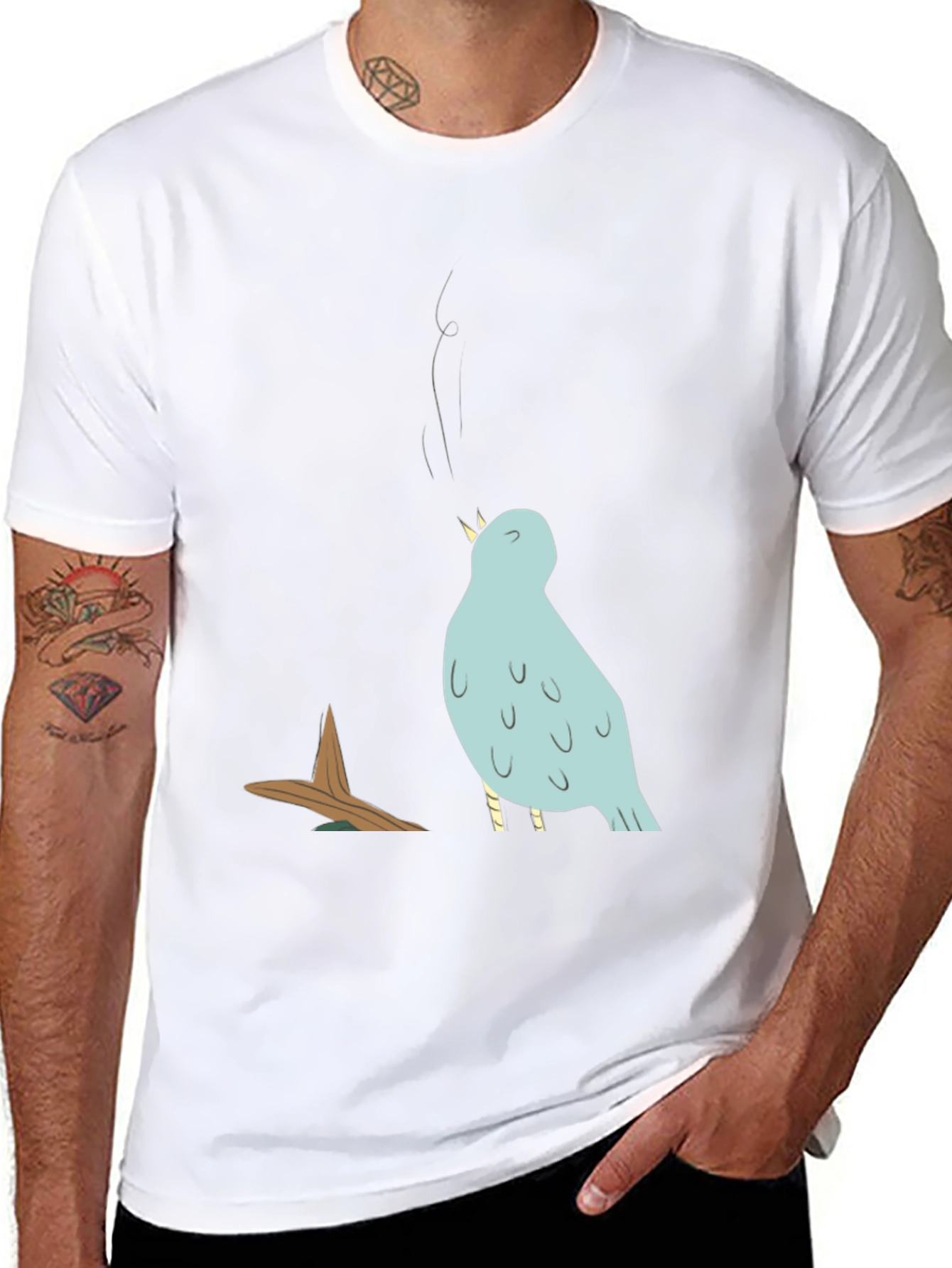 Bird Graphic T-Shirt - Casual Cotton Tee