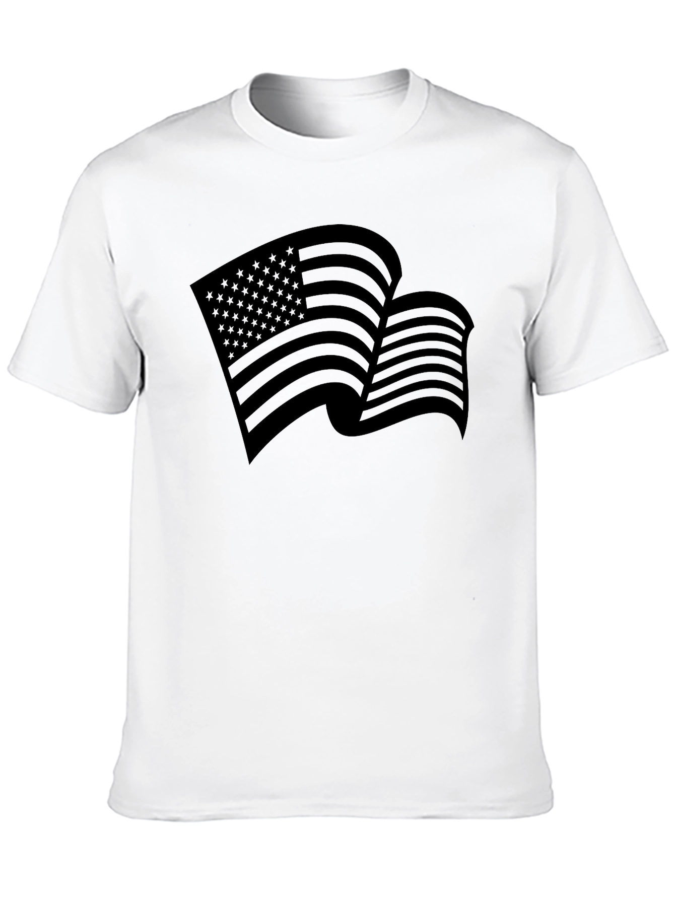 American Flag Graphic Print Black T-Shirt