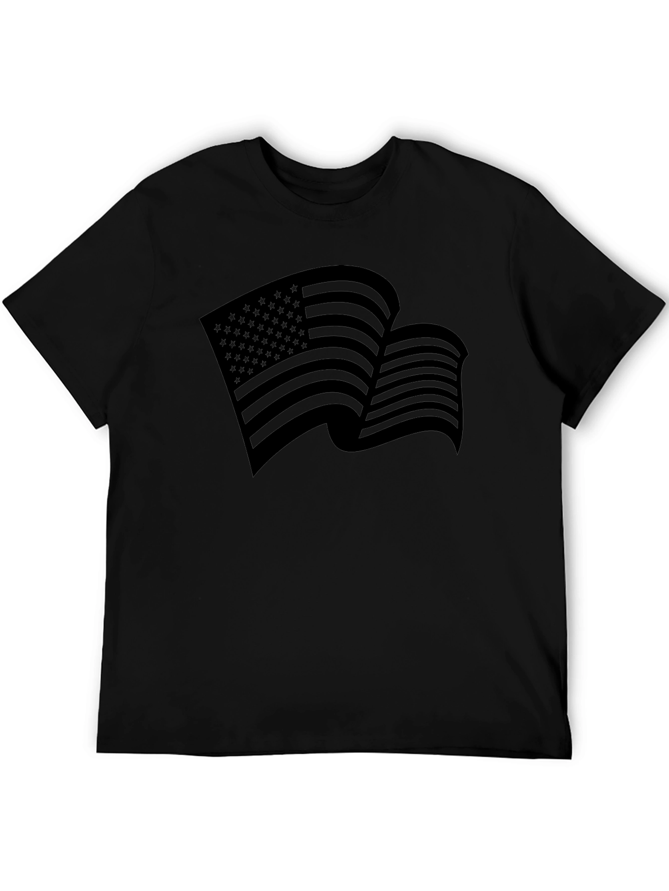 American Flag Graphic Print Black T-Shirt