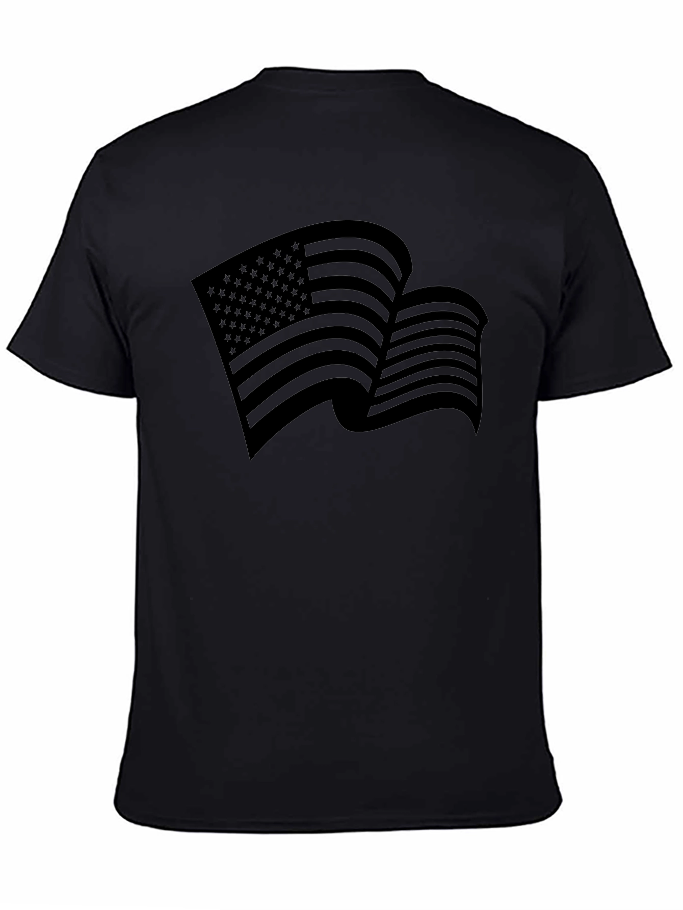 American Flag Graphic Print Black T-Shirt