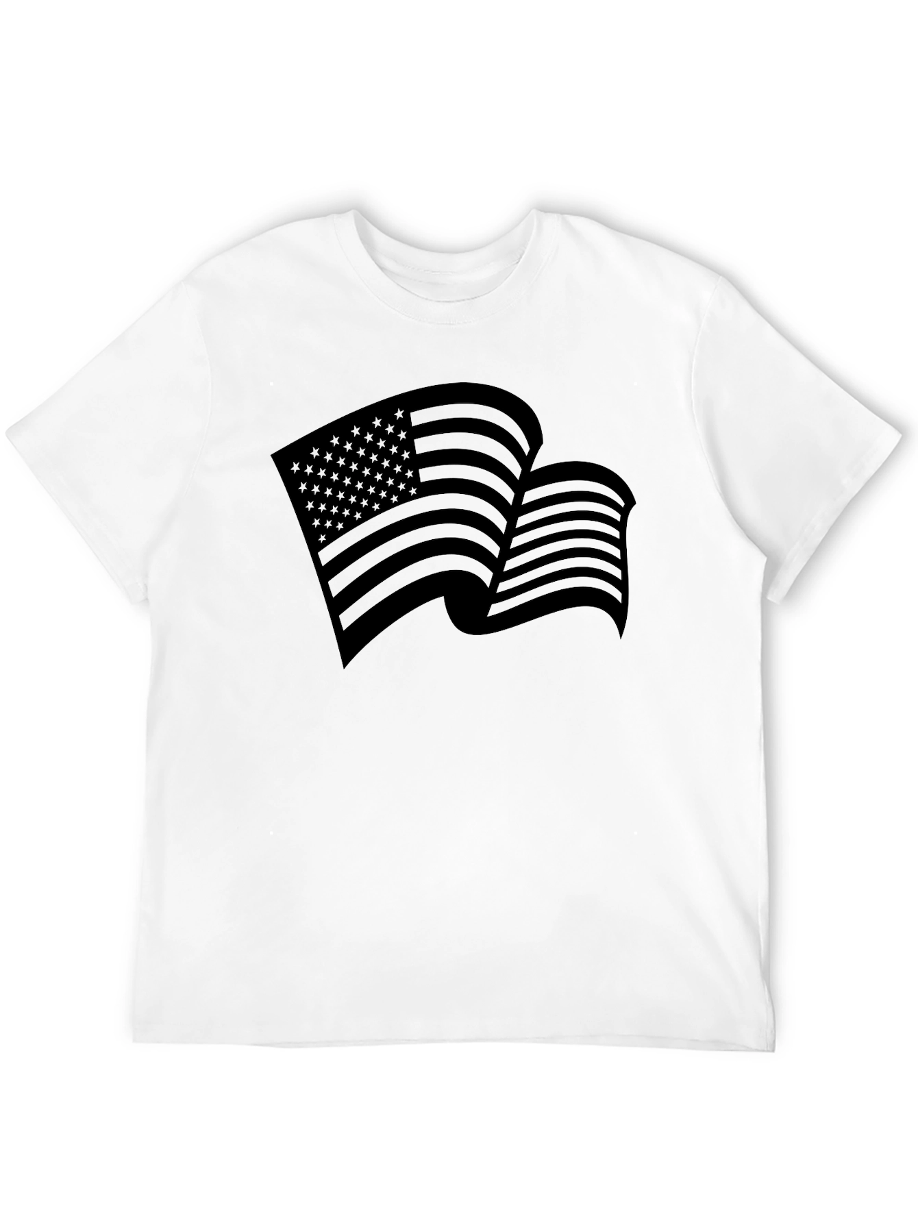 American Flag Graphic Print Black T-Shirt