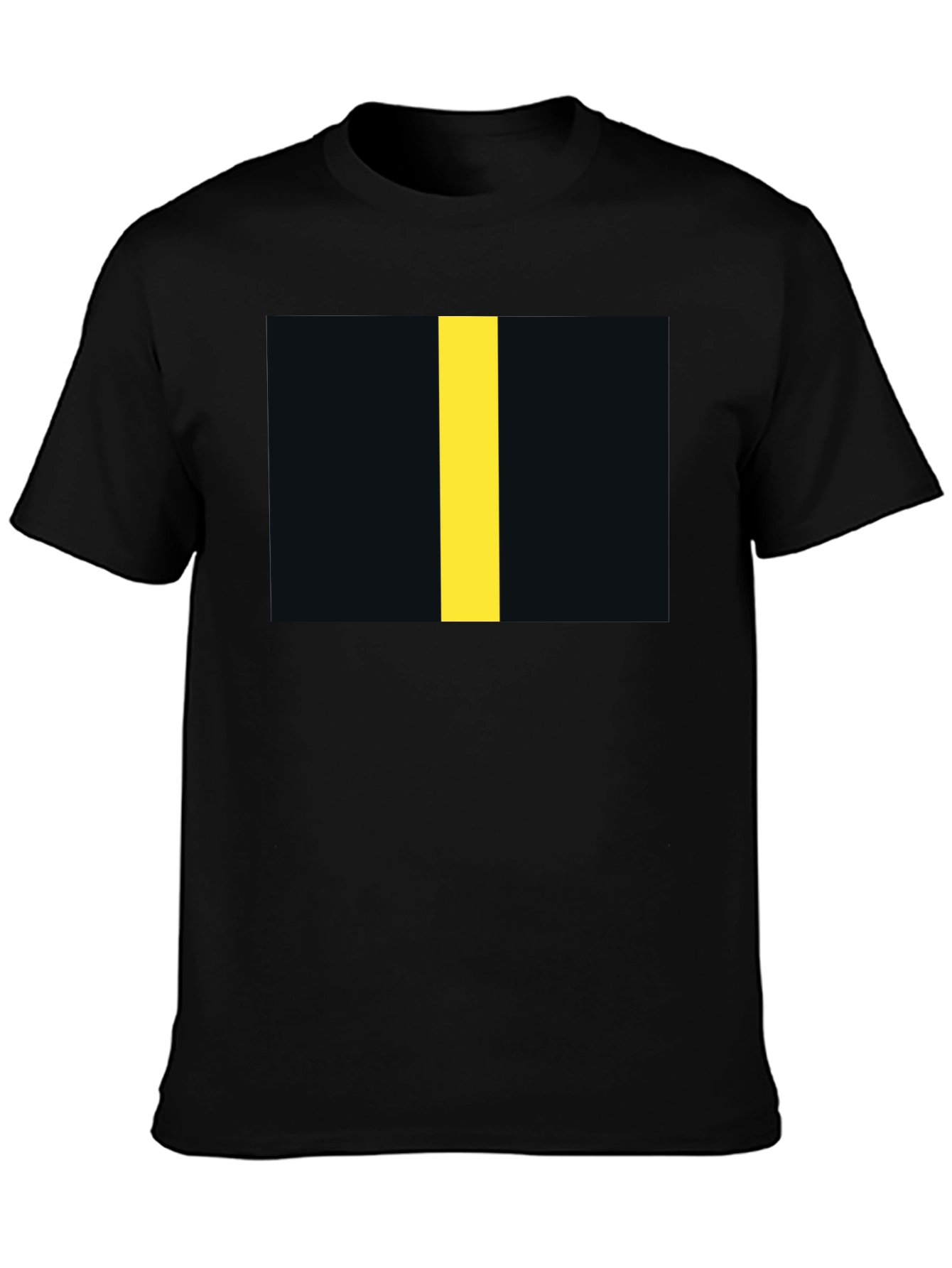 Black T-Shirt with Yellow Stripe