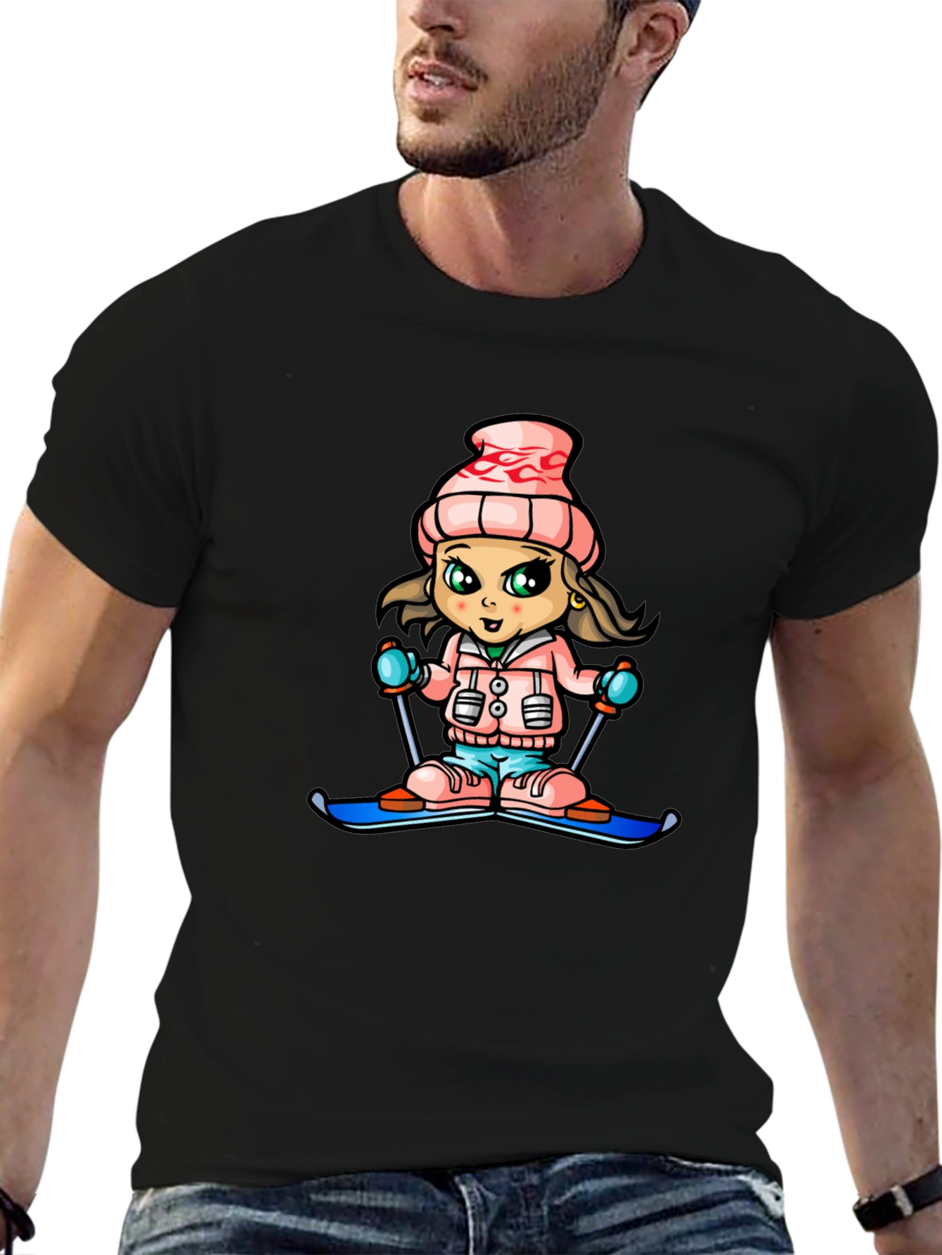 Girl Skier Graphic Tee - Winter Fun Shirt