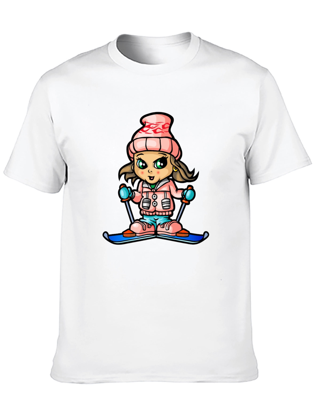 Girl Skier Graphic Tee - Winter Fun Shirt
