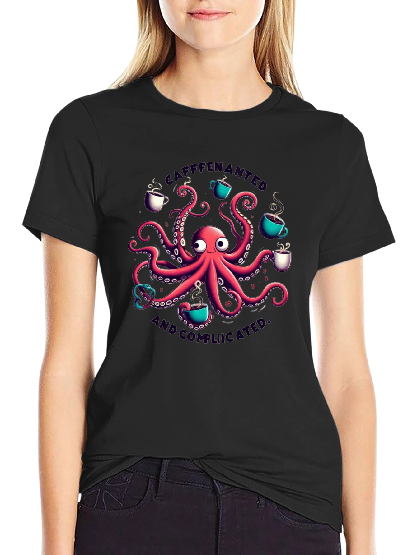 Caffeinated & Complicated Octopus T-Shirt