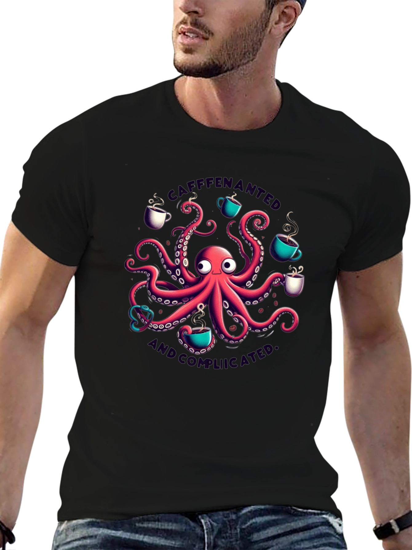 Caffeinated & Complicated Octopus T-Shirt