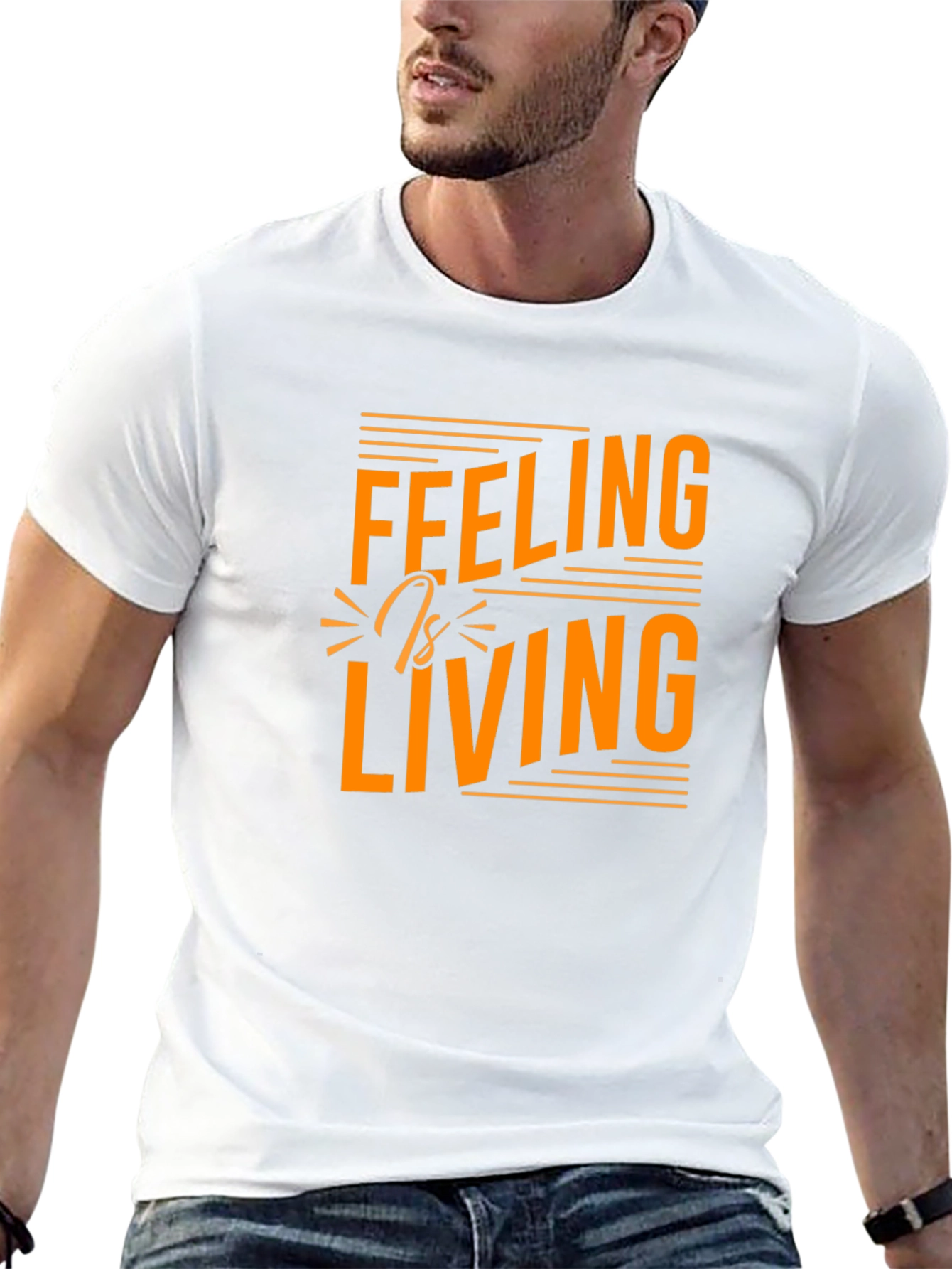 Feeling is Living Graphic Tee - Stylish Black T-Shirt
